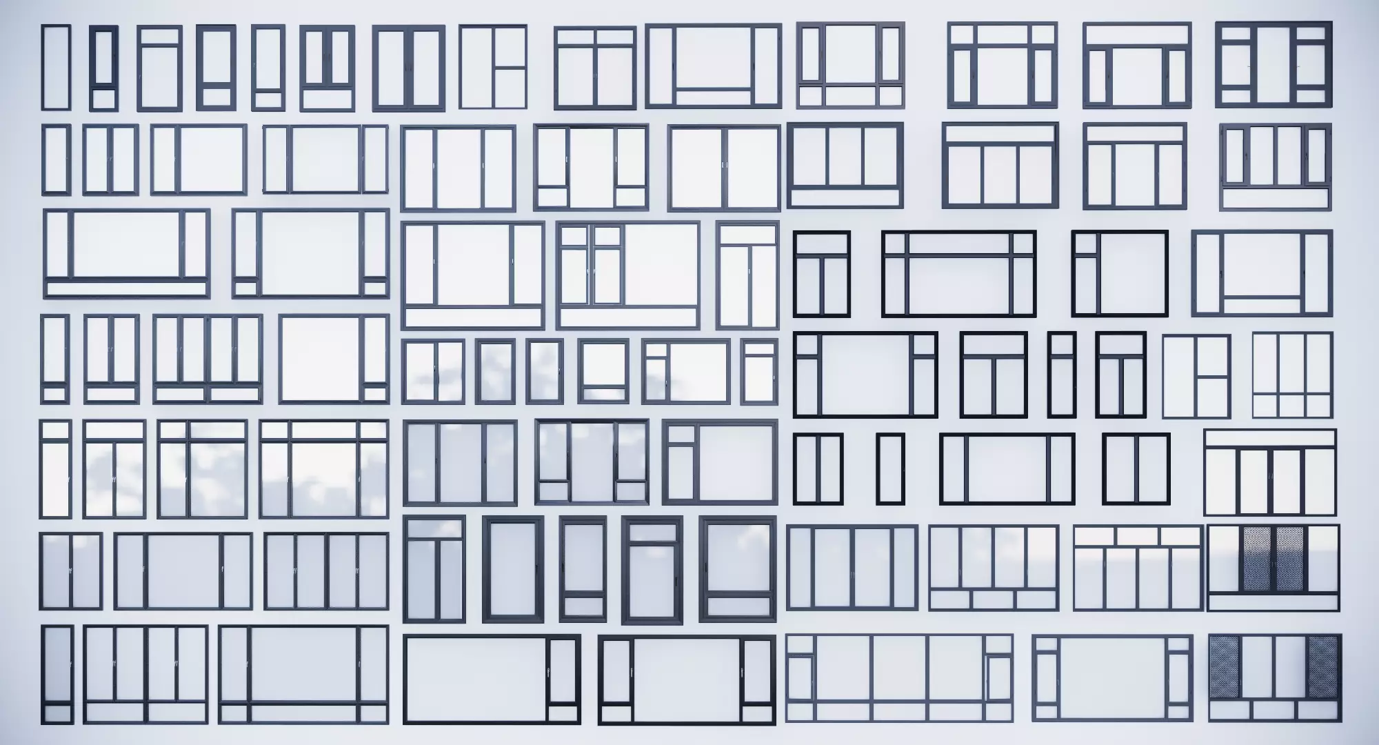  windows- Floor-to-ceiling windows-Windows 3D model_0