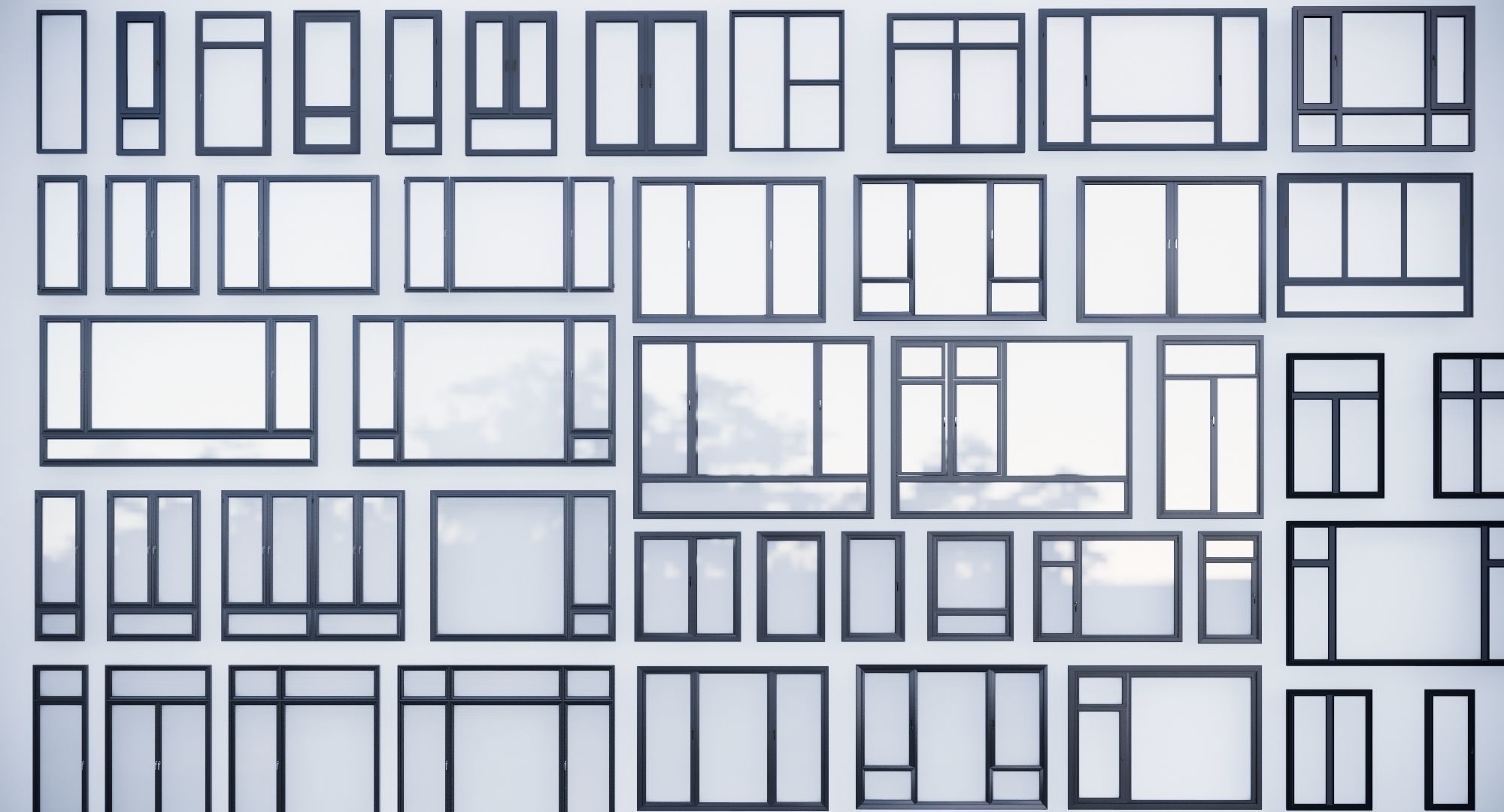  windows- Floor-to-ceiling windows-Windows 3D model_1