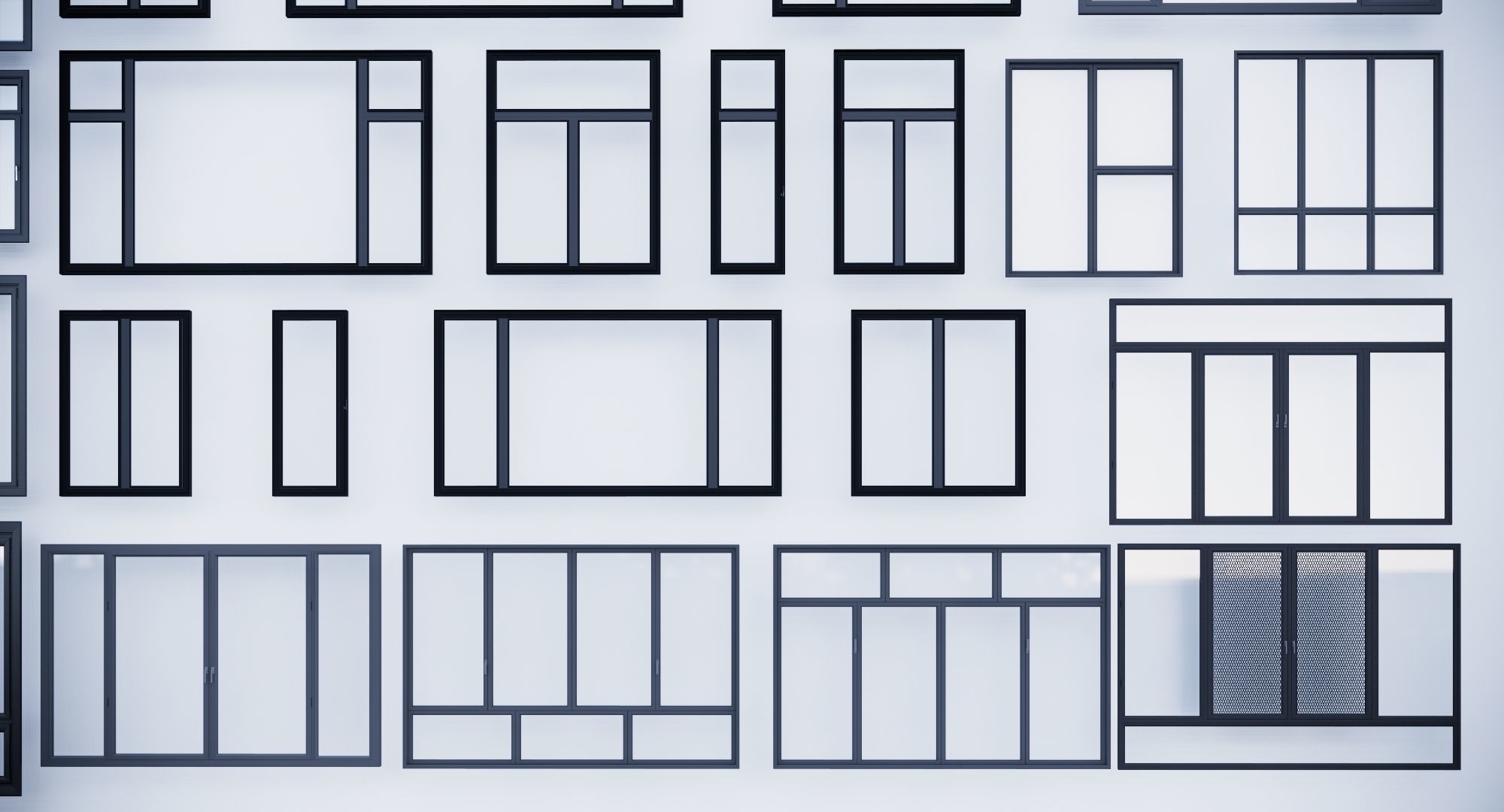 windows- Floor-to-ceiling windows-Windows 3D model_2