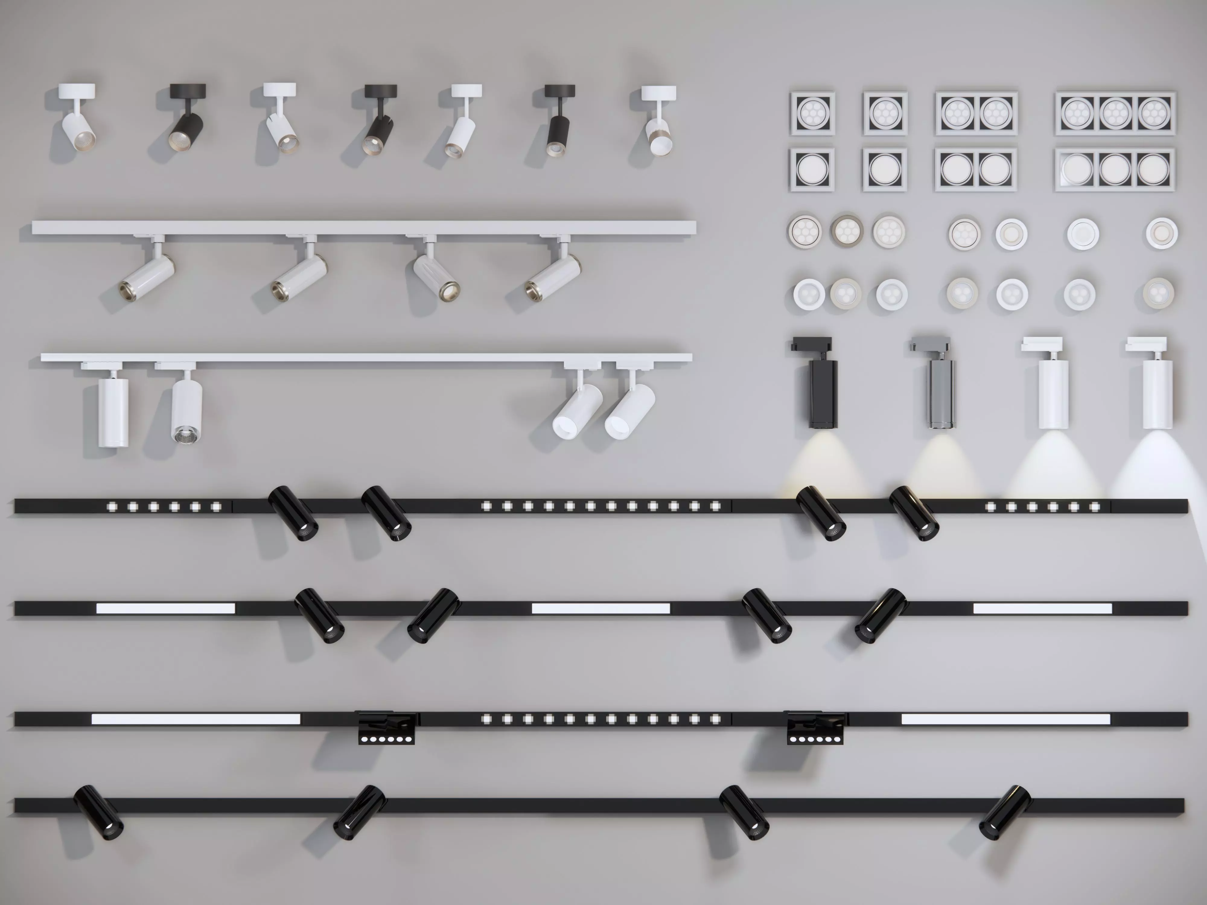 Modern downlights-spotlights-track lights 3D model_0