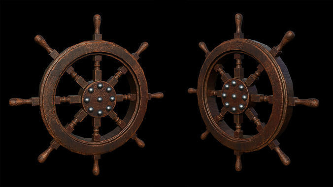 ship wooden wheel lowpoly gameasset Low-poly 3D model