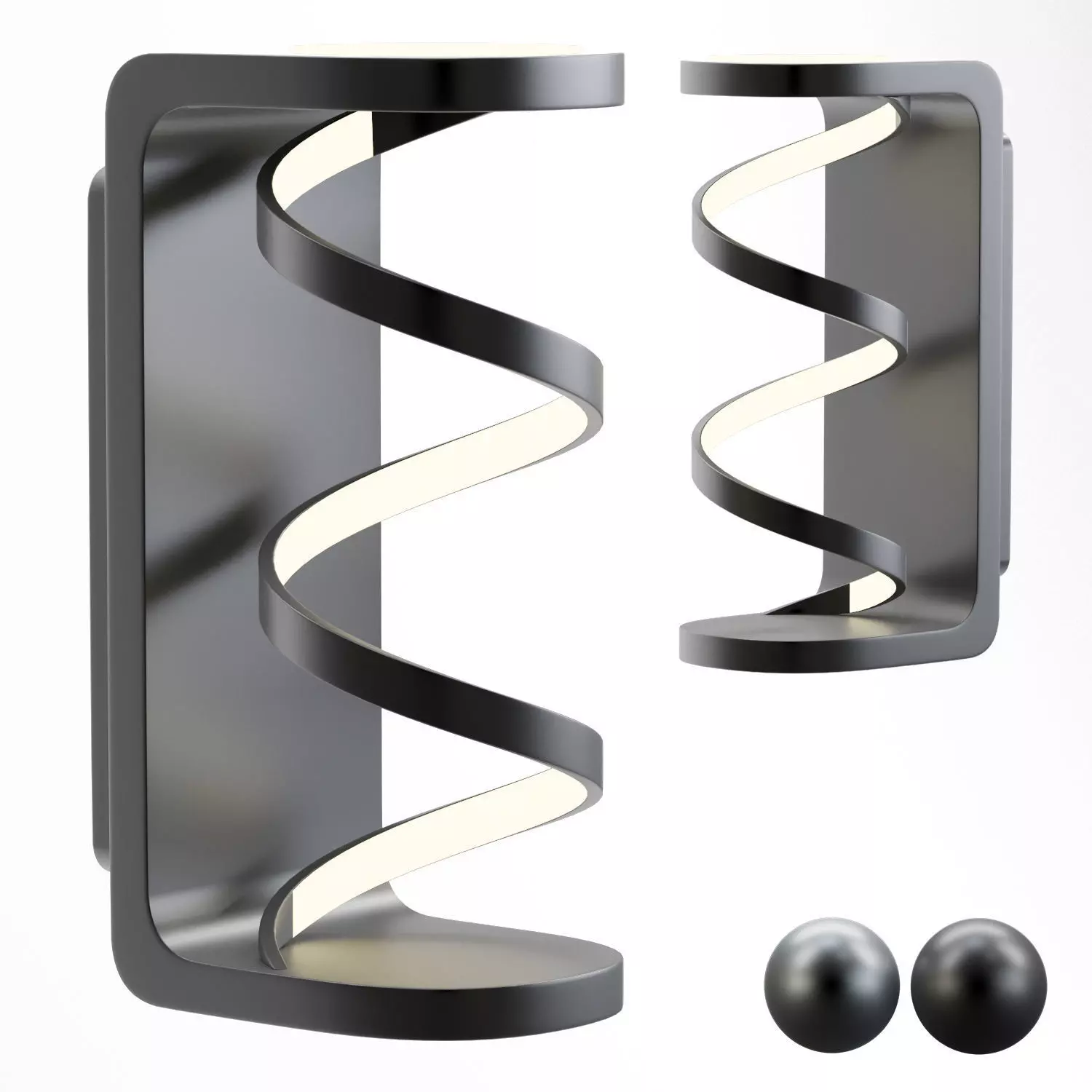 Swirl Integrated LED Outdoor Wall Light 3D model_0