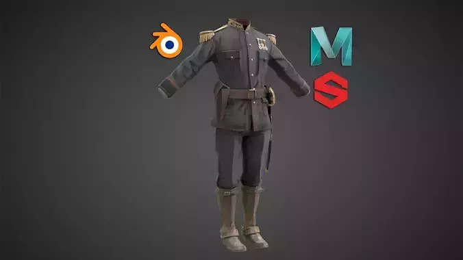 World war  Captain Soldier  Low-poly 3D model
