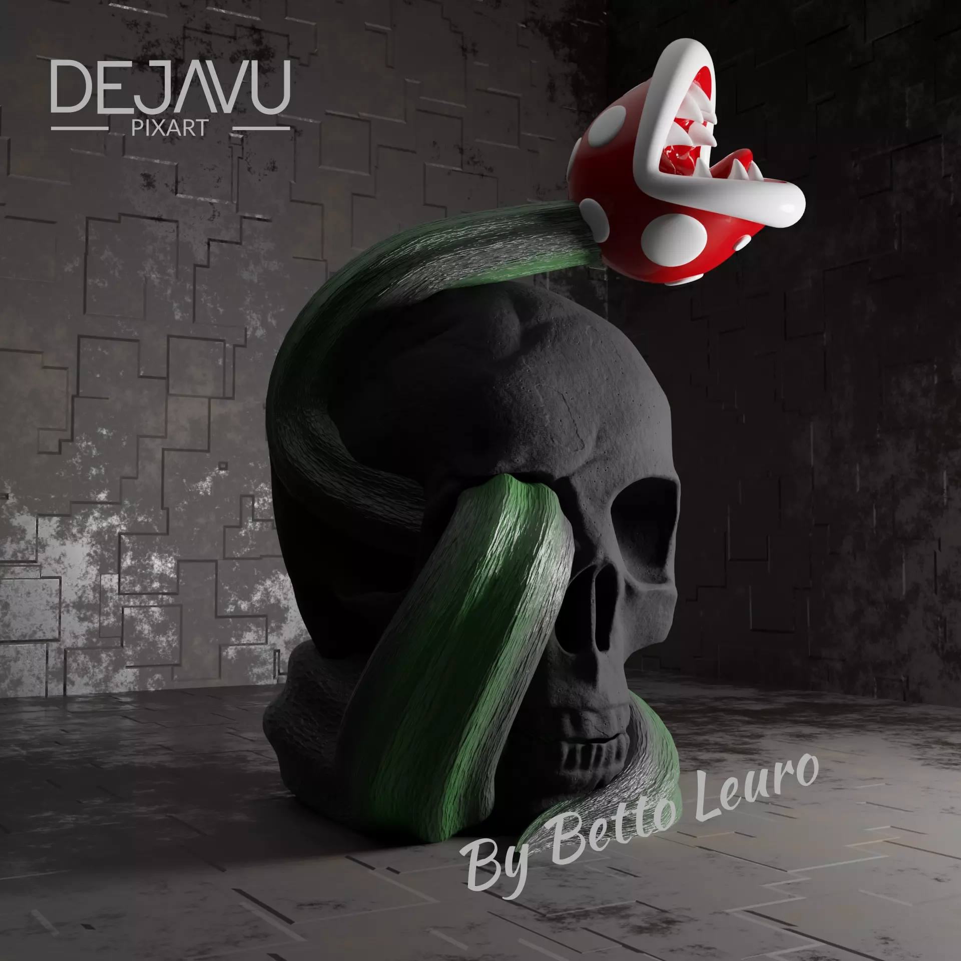 SKULL CARNIVOROUS FLOWER MARIO BROSS 3D print model_0