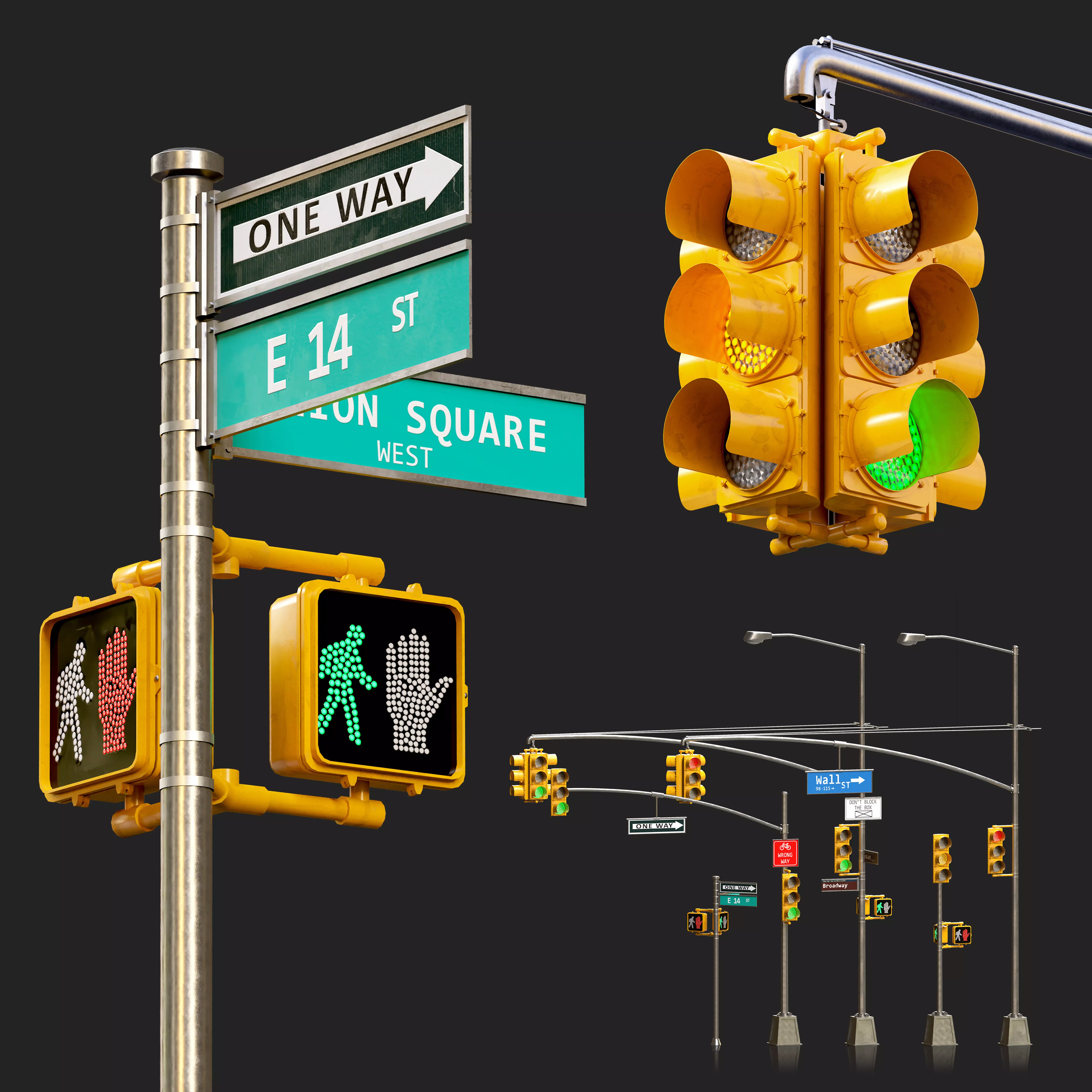 Traffic Light set01 Low-poly 3D model