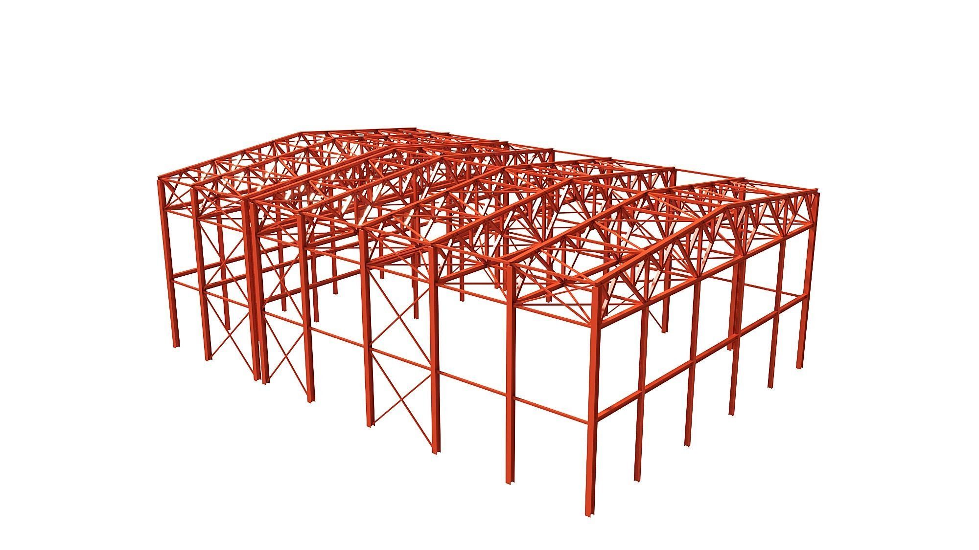 Metal structure - Steel Warehouse Building - Hangar 3D model_5