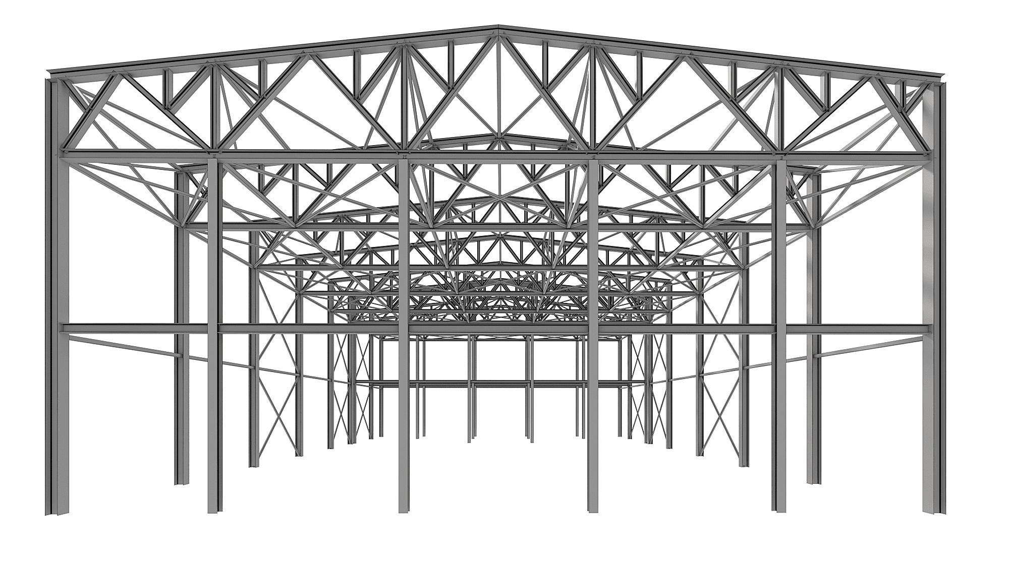 Metal structure - Steel Warehouse Building - Hangar 3D model_9