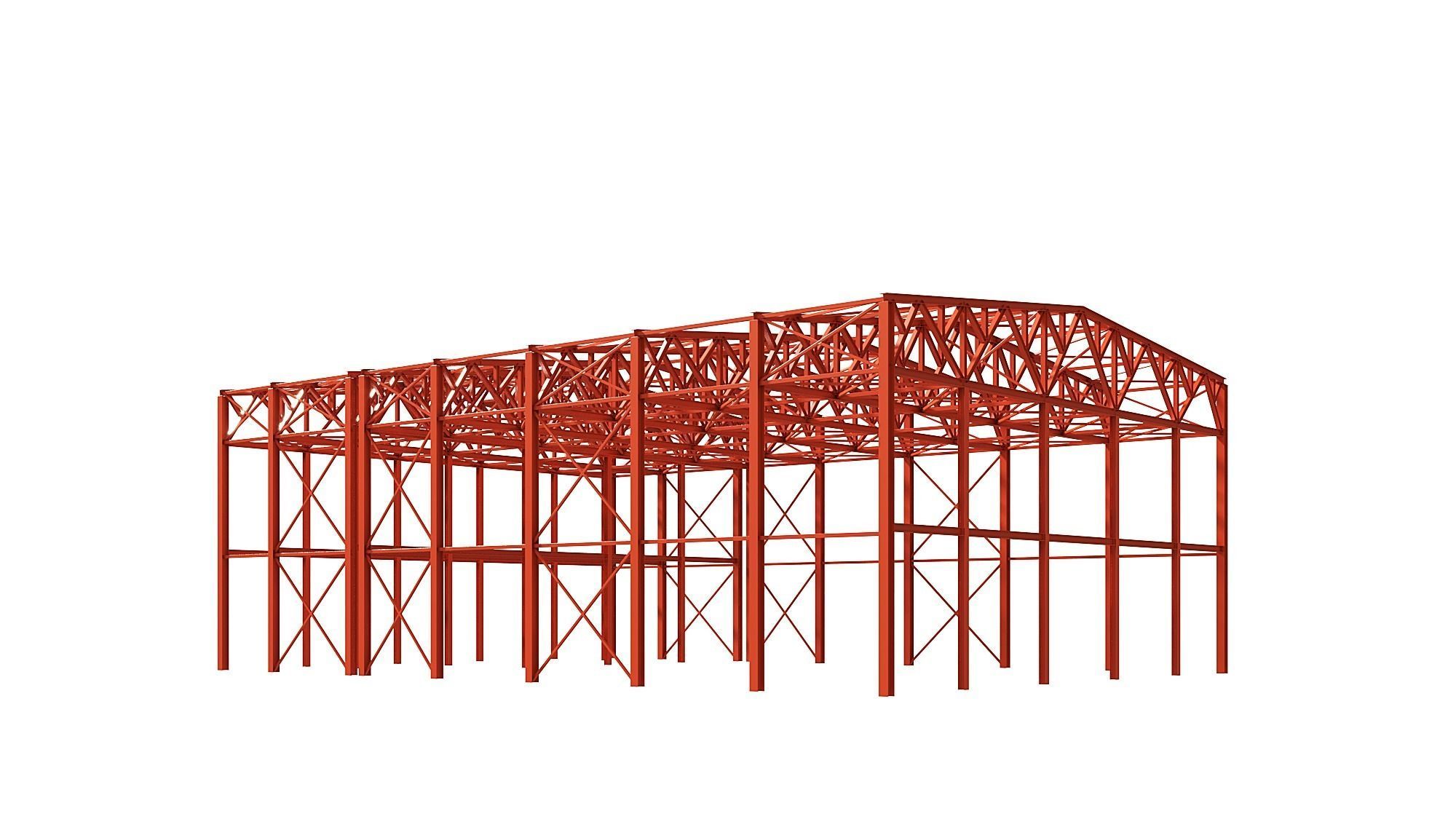 Metal structure - Steel Warehouse Building - Hangar 3D model_1