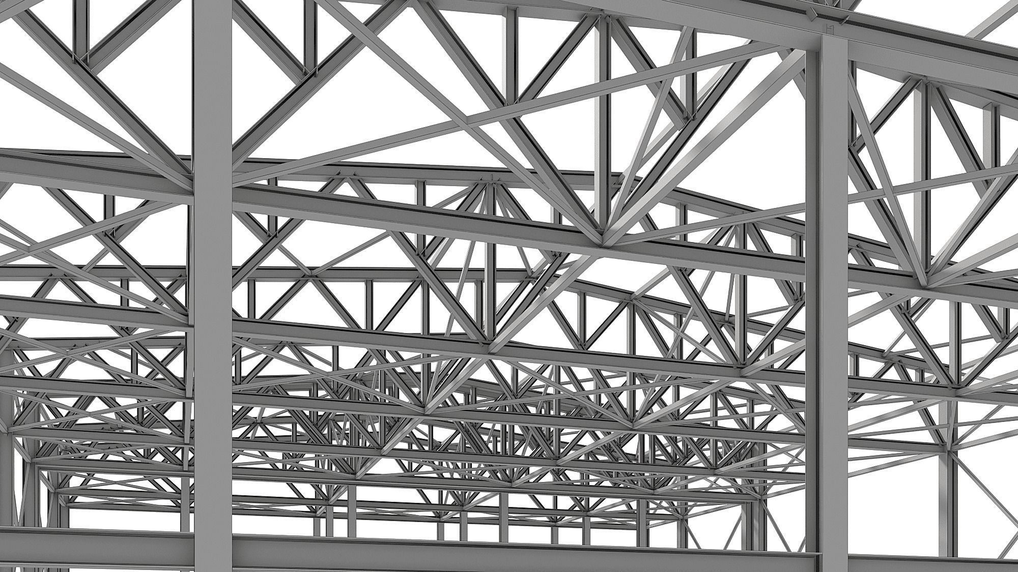 Metal structure - Steel Warehouse Building - Hangar 3D model_16