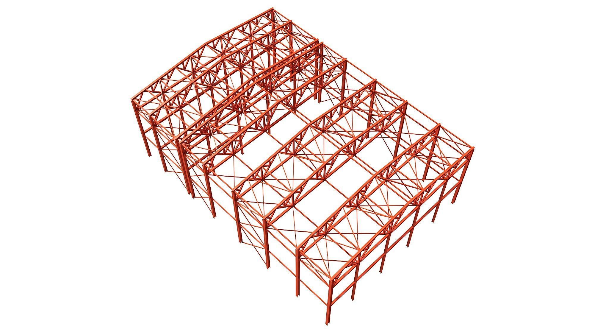 Metal structure - Steel Warehouse Building - Hangar 3D model_6