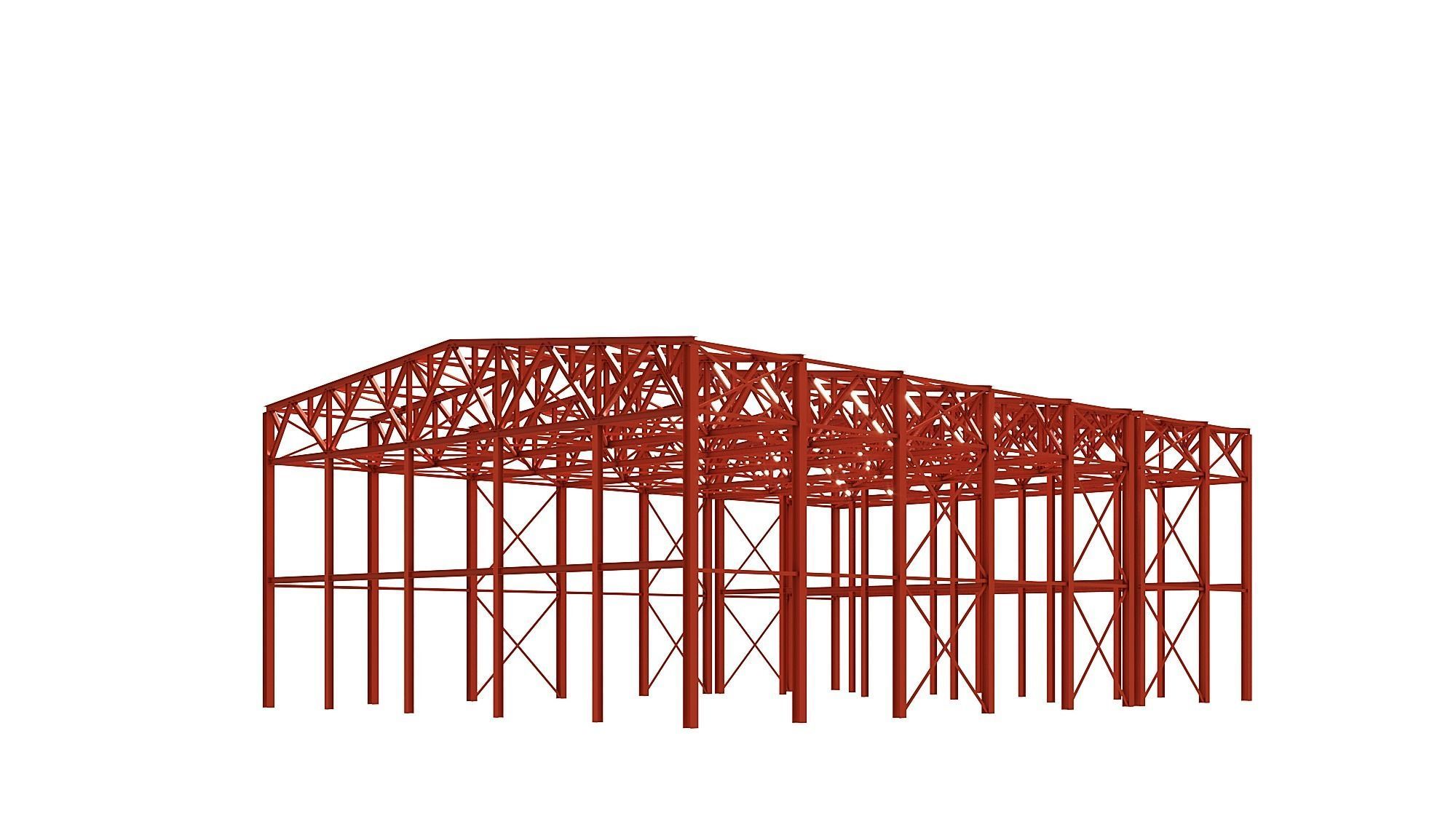 Metal structure - Steel Warehouse Building - Hangar 3D model_3