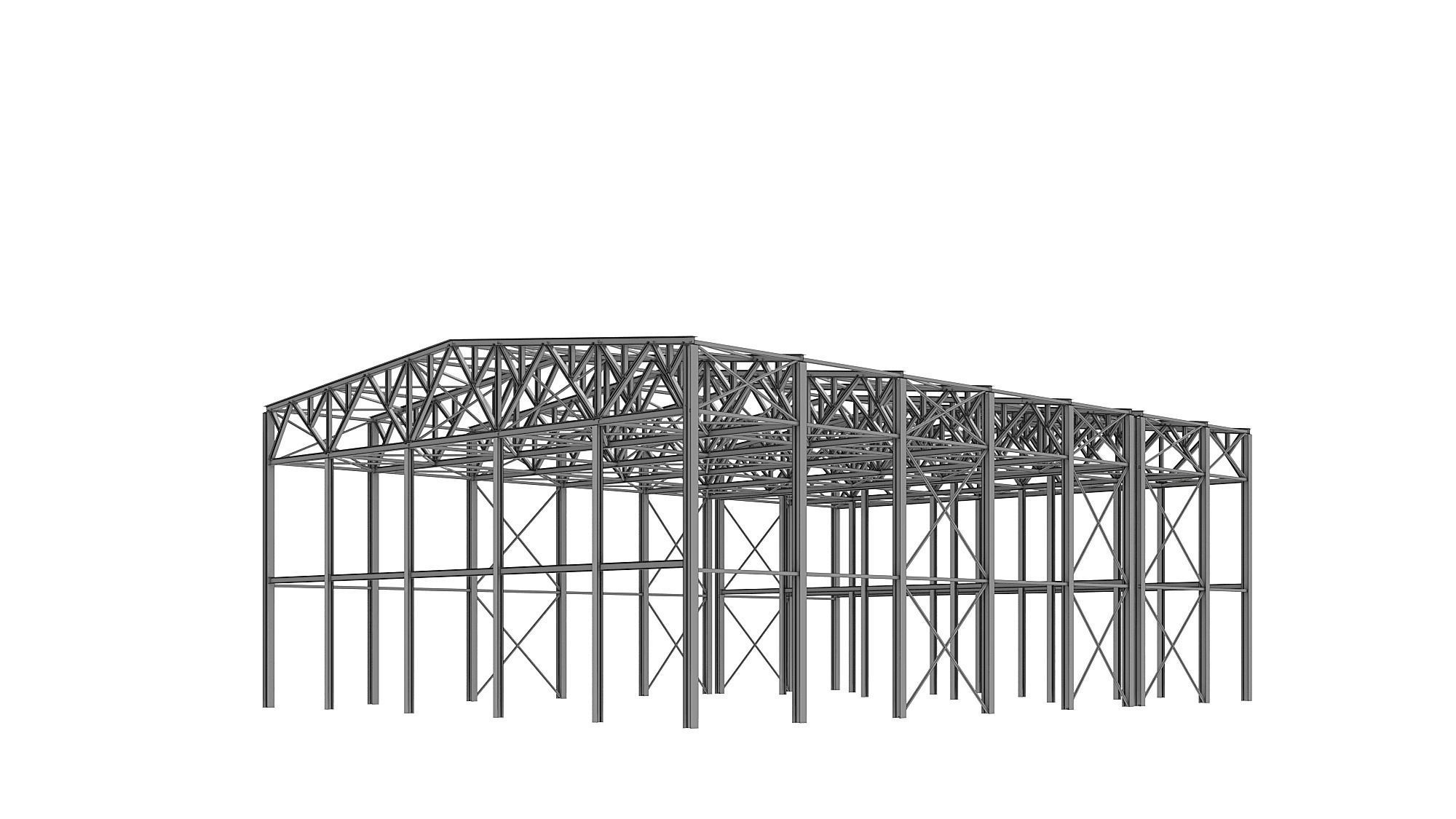 Metal structure - Steel Warehouse Building - Hangar 3D model_12