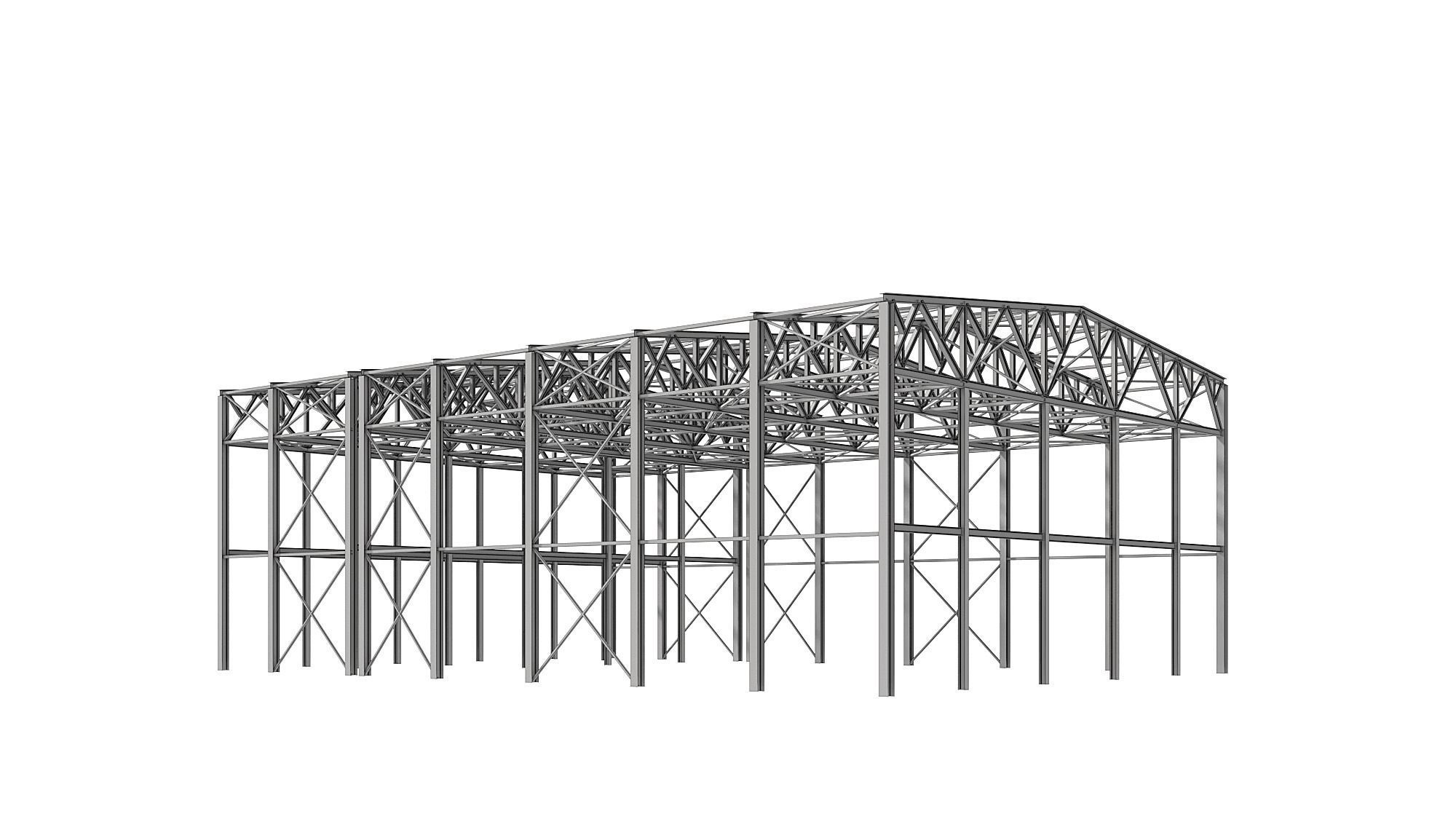 Metal structure - Steel Warehouse Building - Hangar 3D model_10