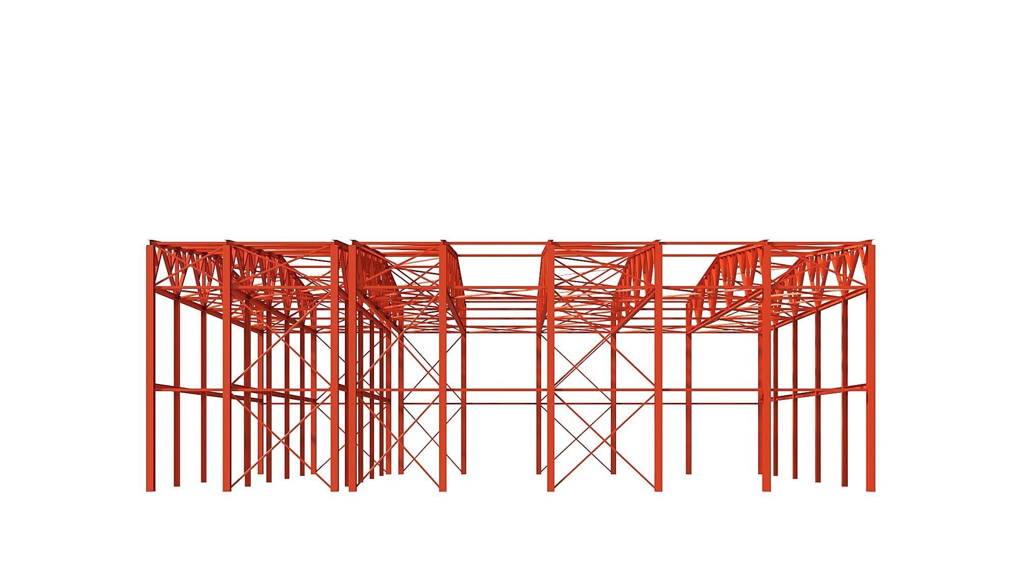 Metal structure - Steel Warehouse Building - Hangar 3D model_2