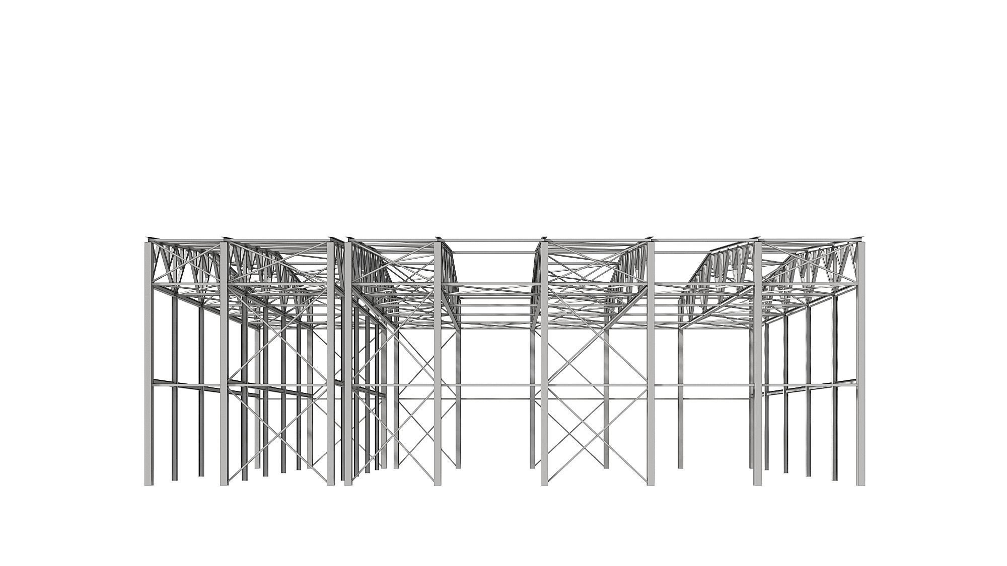 Metal structure - Steel Warehouse Building - Hangar 3D model_11