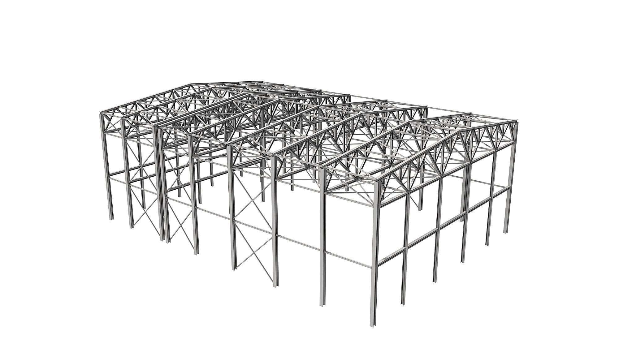 Metal structure - Steel Warehouse Building - Hangar 3D model_14