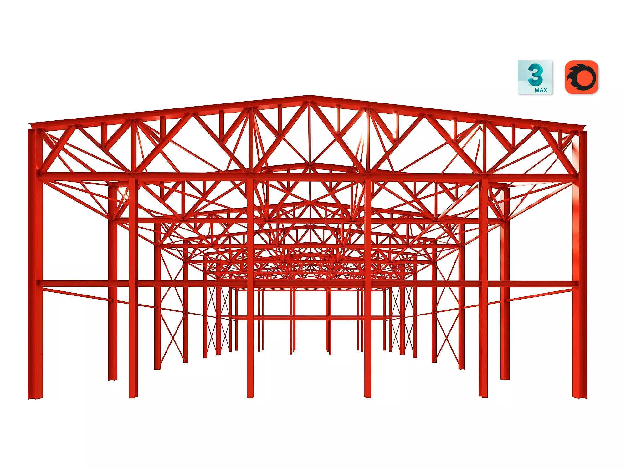 Metal structure - Steel Warehouse Building - Hangar 3D model_0
