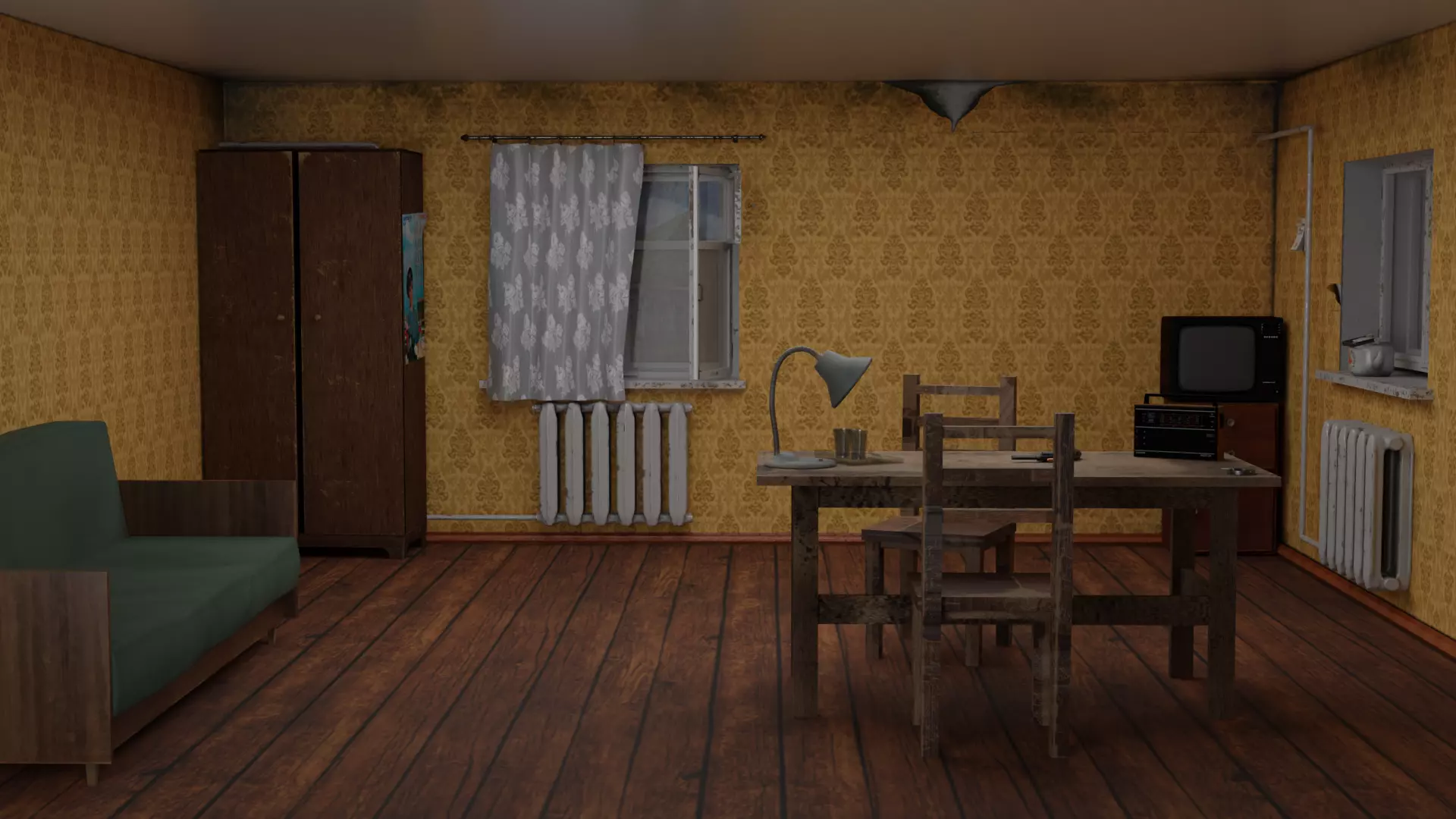 A room from Soviet times Low-poly 3D model_0