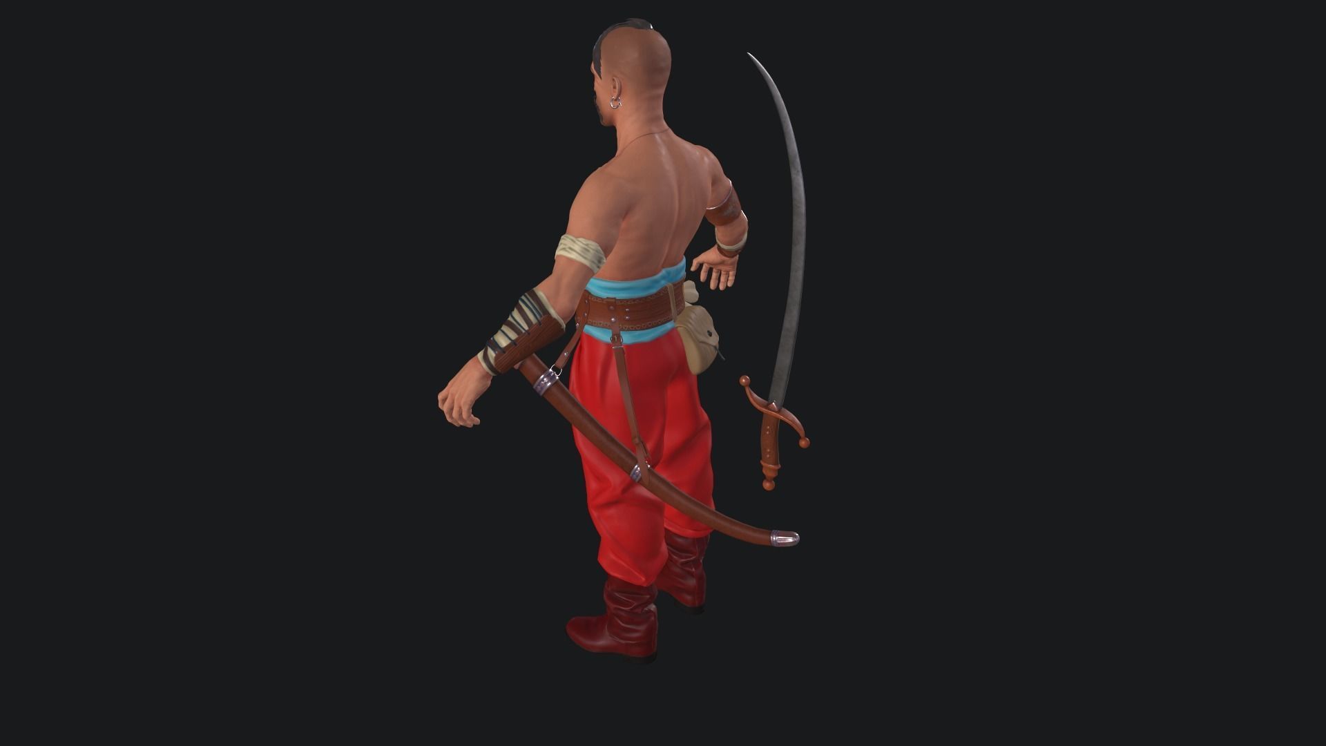 Cossack Game ready model PBR Low-poly 3D model Low-poly 3D model_6