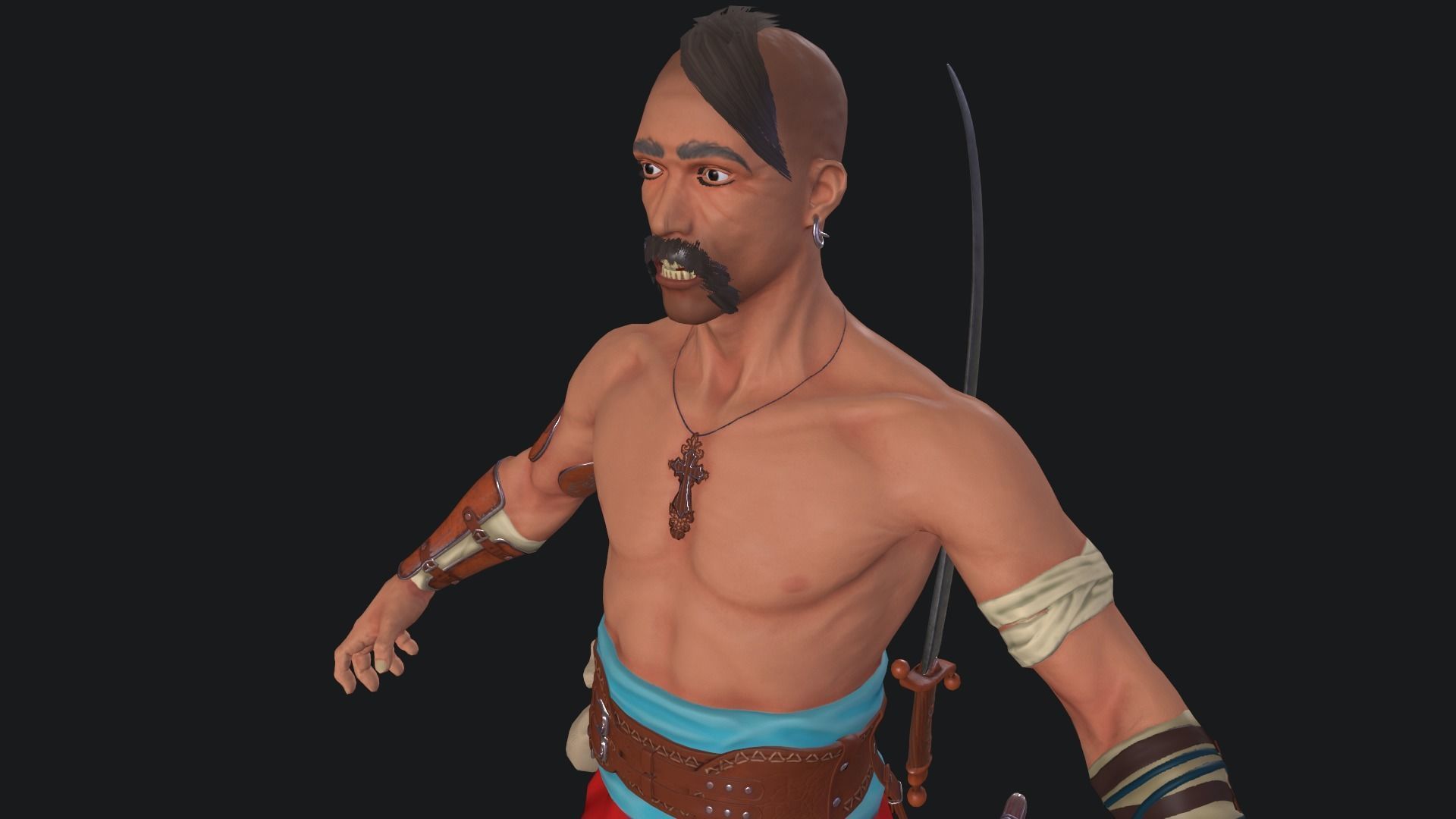 Cossack Game ready model PBR Low-poly 3D model Low-poly 3D model_3