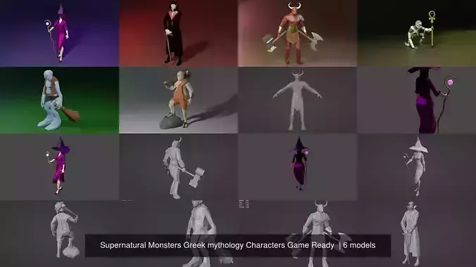 Supernatural Monsters Greek mythology Characters Game Ready  3D Model Collection