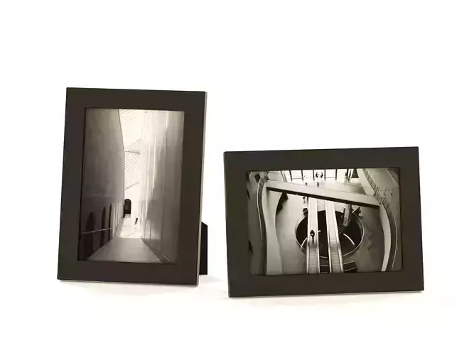Low Poly Black Wooden Tabletop Photoframe