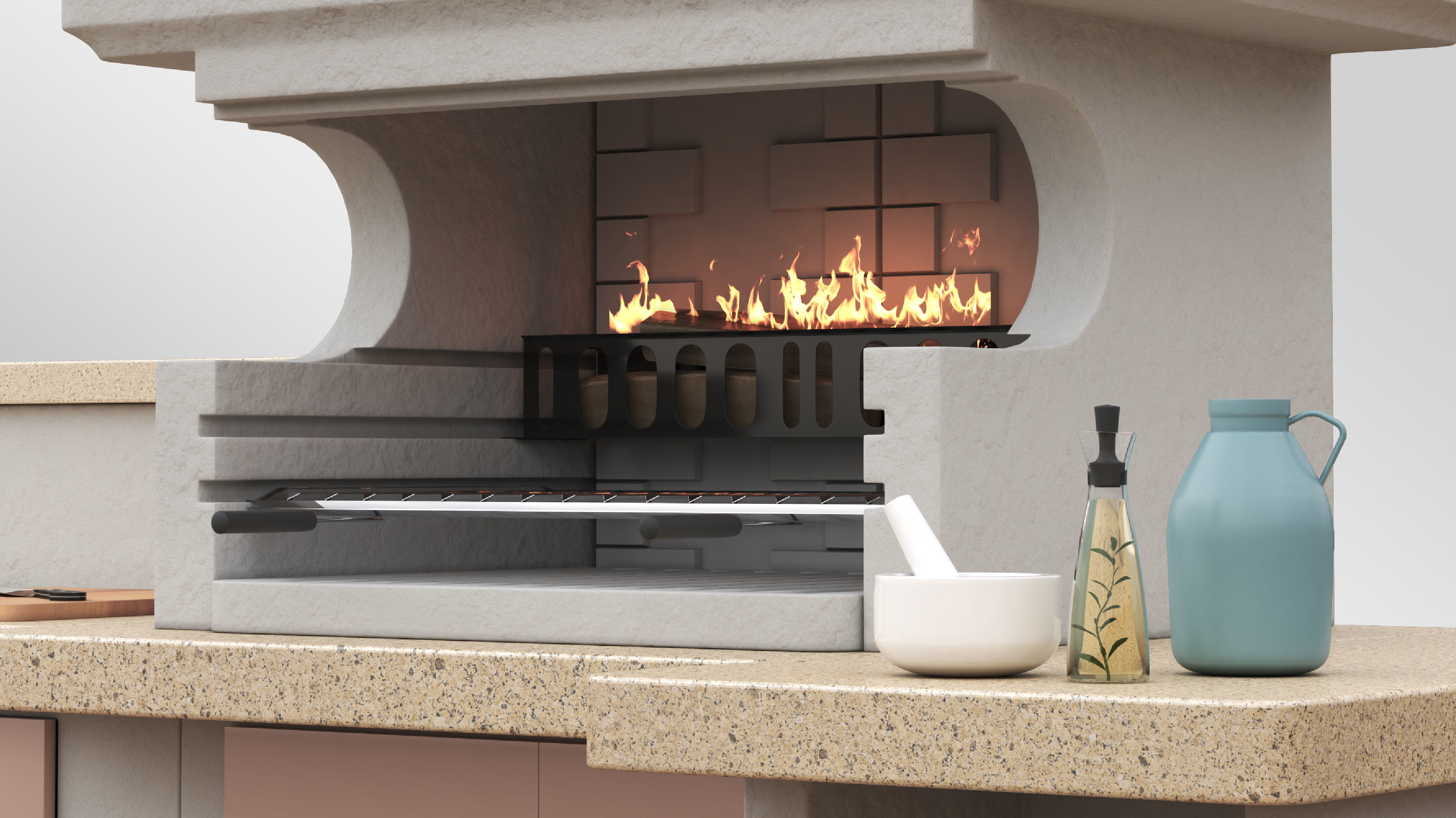 Charcoal Barbecue Set01 3D model_3