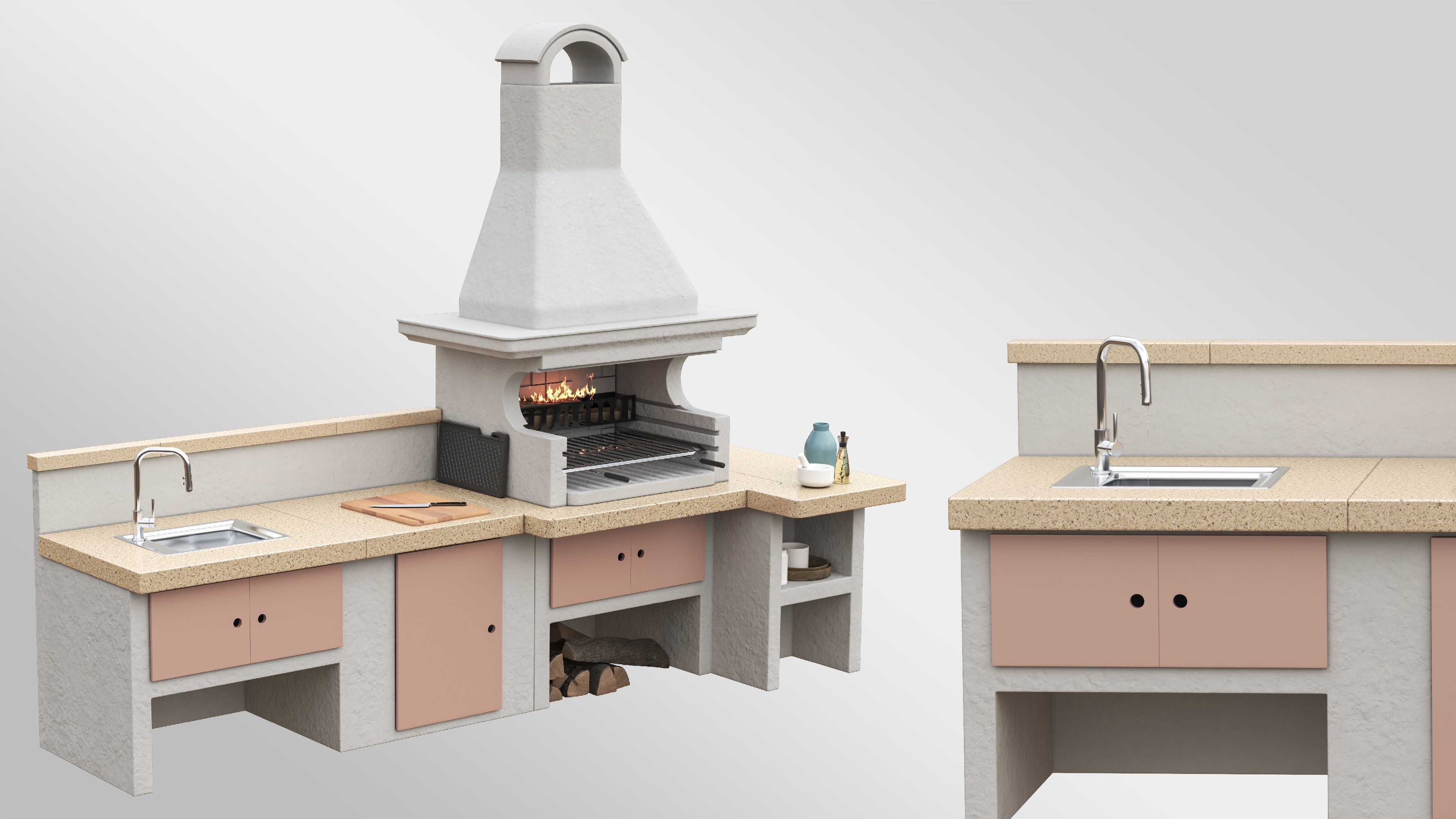 Charcoal Barbecue Set01 3D model_2