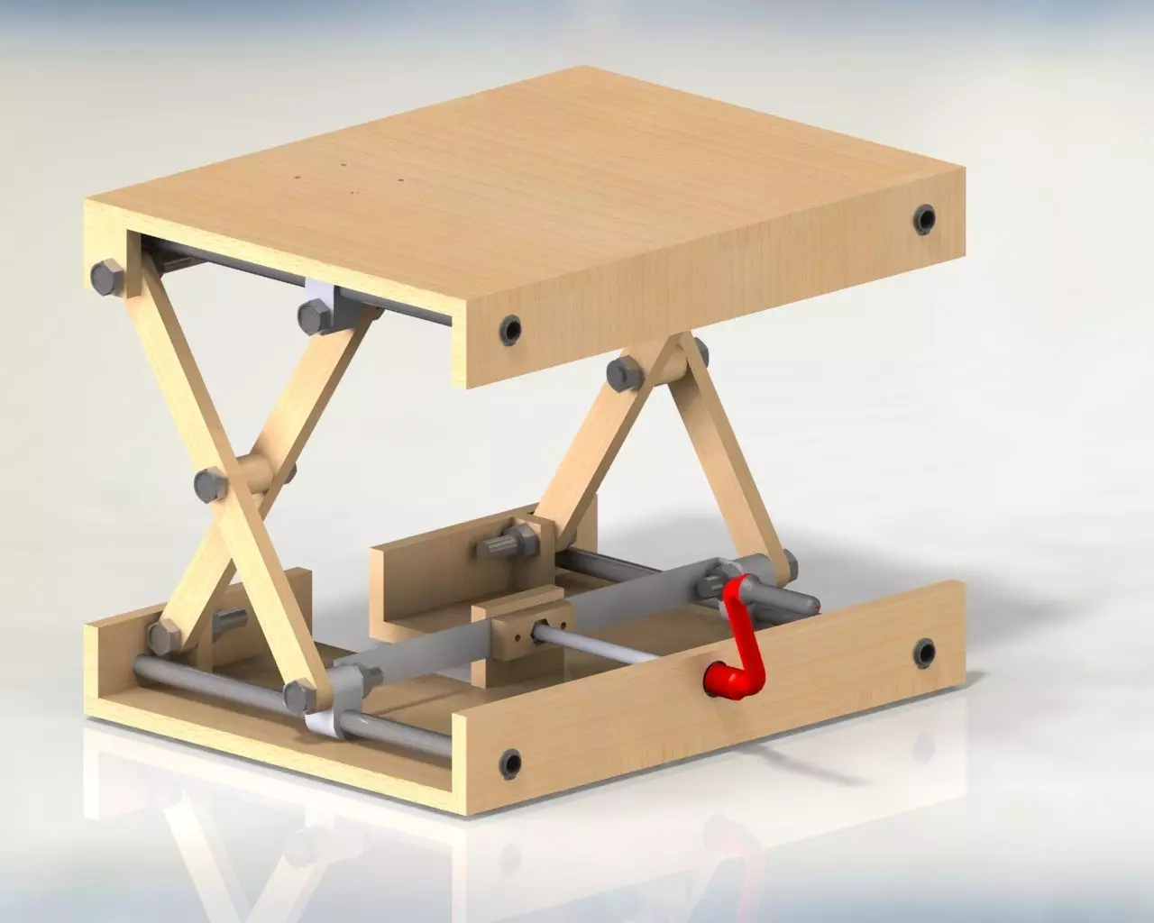 Wooden Scissor Lifting Table 3D model_0