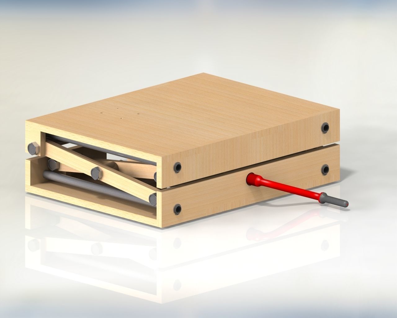 Wooden Scissor Lifting Table 3D model_2