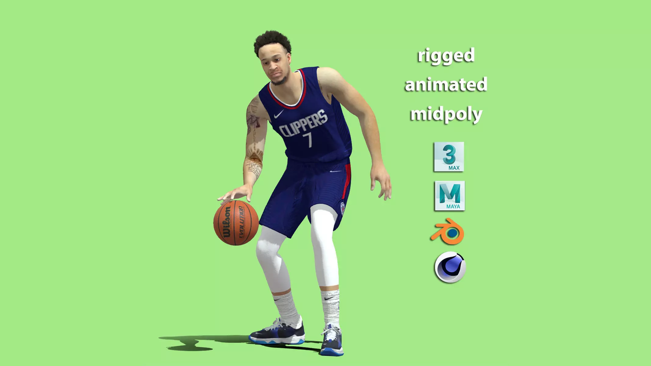 3D Rigged Amir Coffey Los Angeles Clippers NBA 3D model