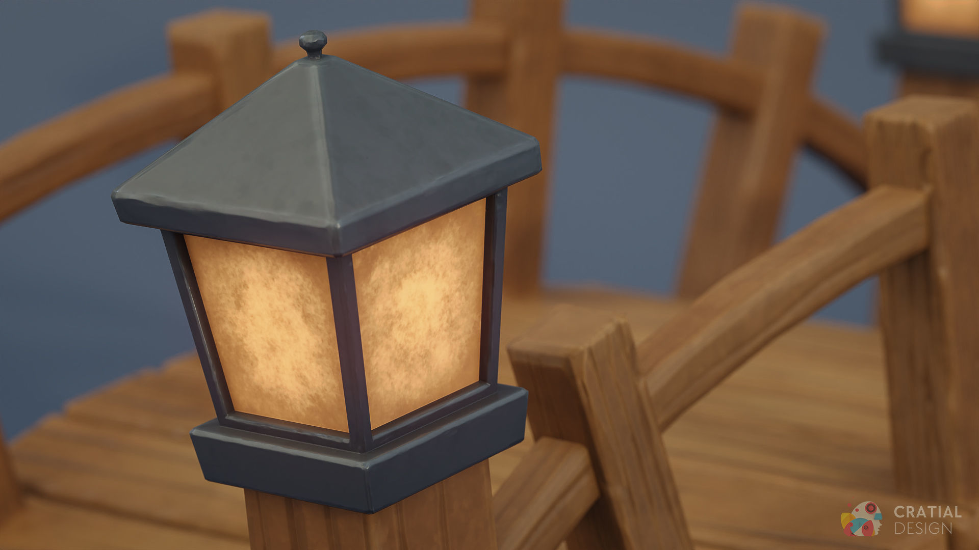 Stylized Wooden Bridge Low-poly 3D model_4