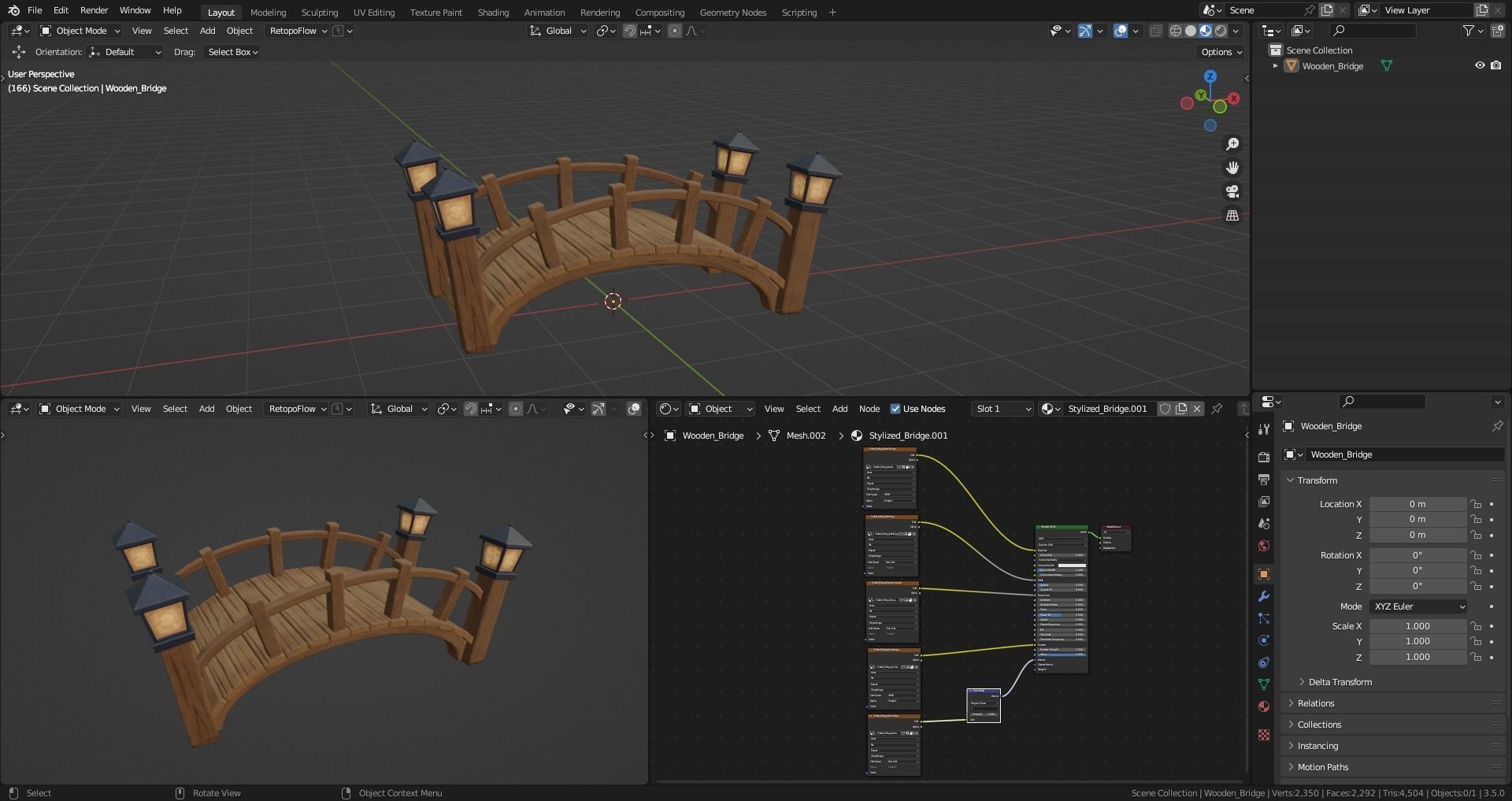 Stylized Wooden Bridge Low-poly 3D model_11