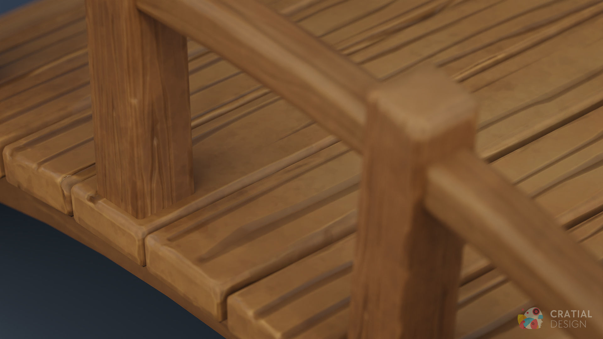 Stylized Wooden Bridge Low-poly 3D model_2