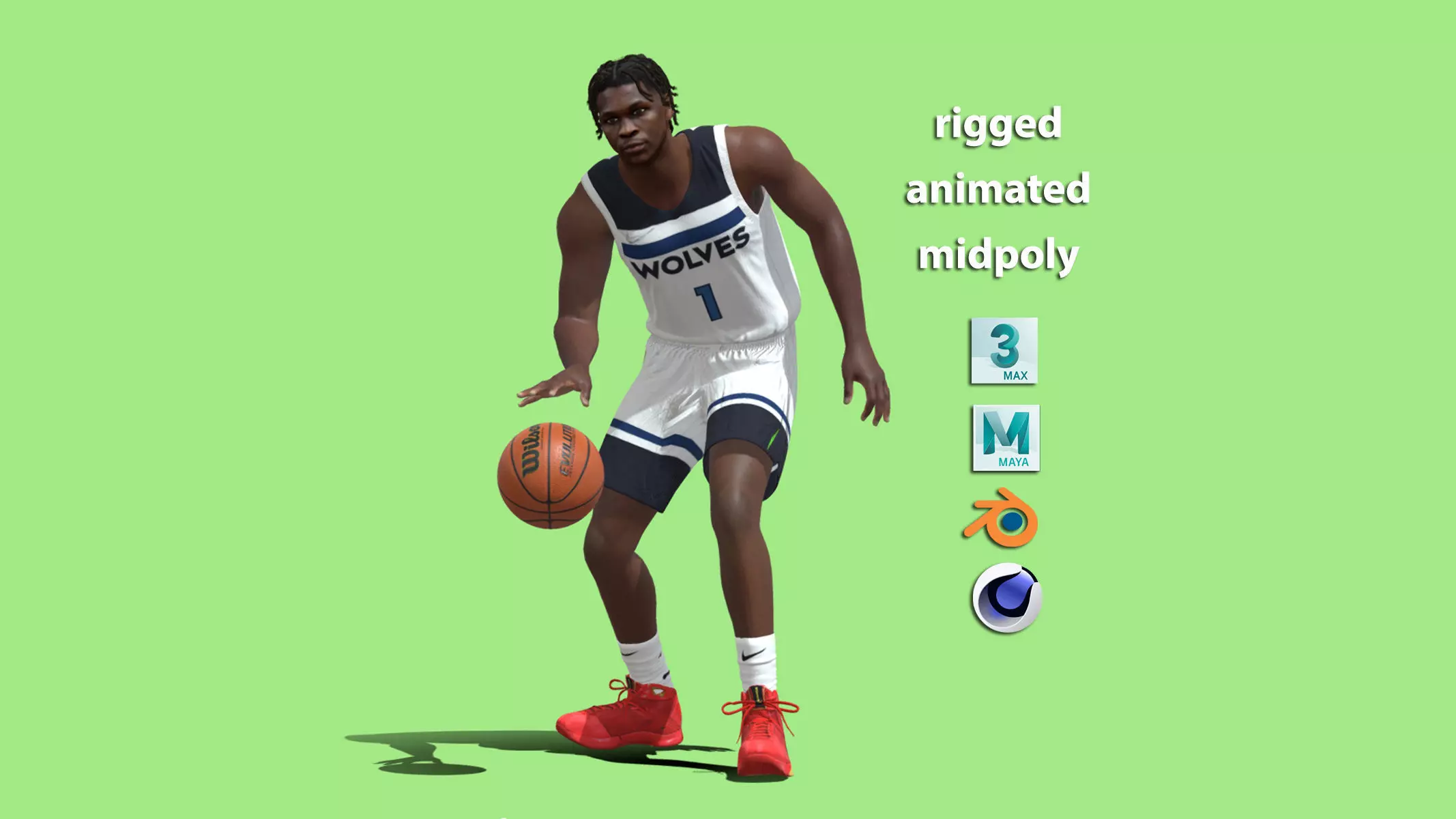 3D Rigged Anthony Edwards Minnesota Timberwolves NBA 3D model_0