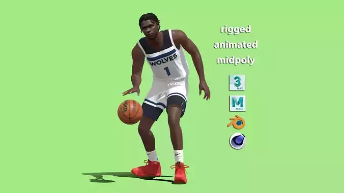 3D Rigged Anthony Edwards Minnesota Timberwolves NBA 3D model