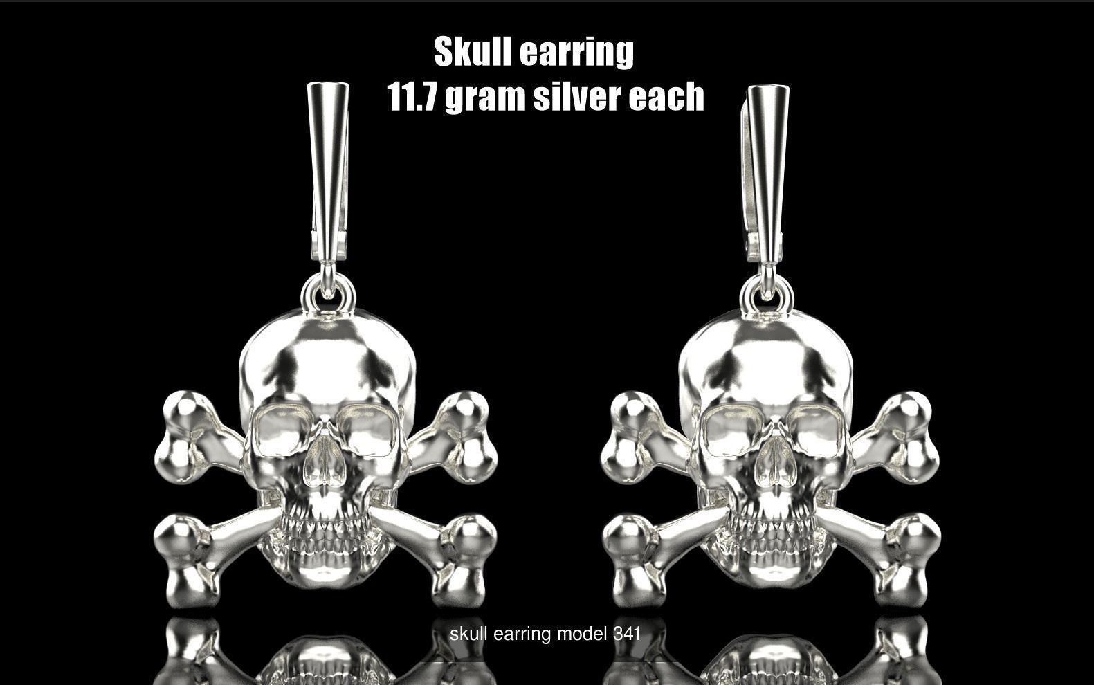 pirate skull pendant and earring 3D Model Collection_2