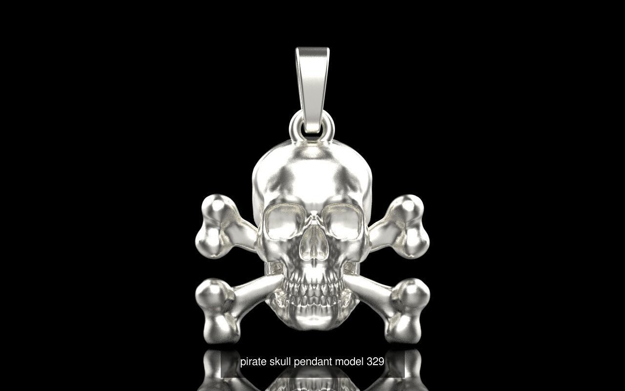 pirate skull pendant and earring 3D Model Collection_1
