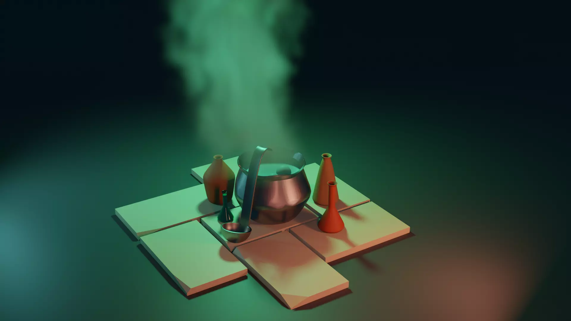 Flow and pot Low-poly 3D model_0