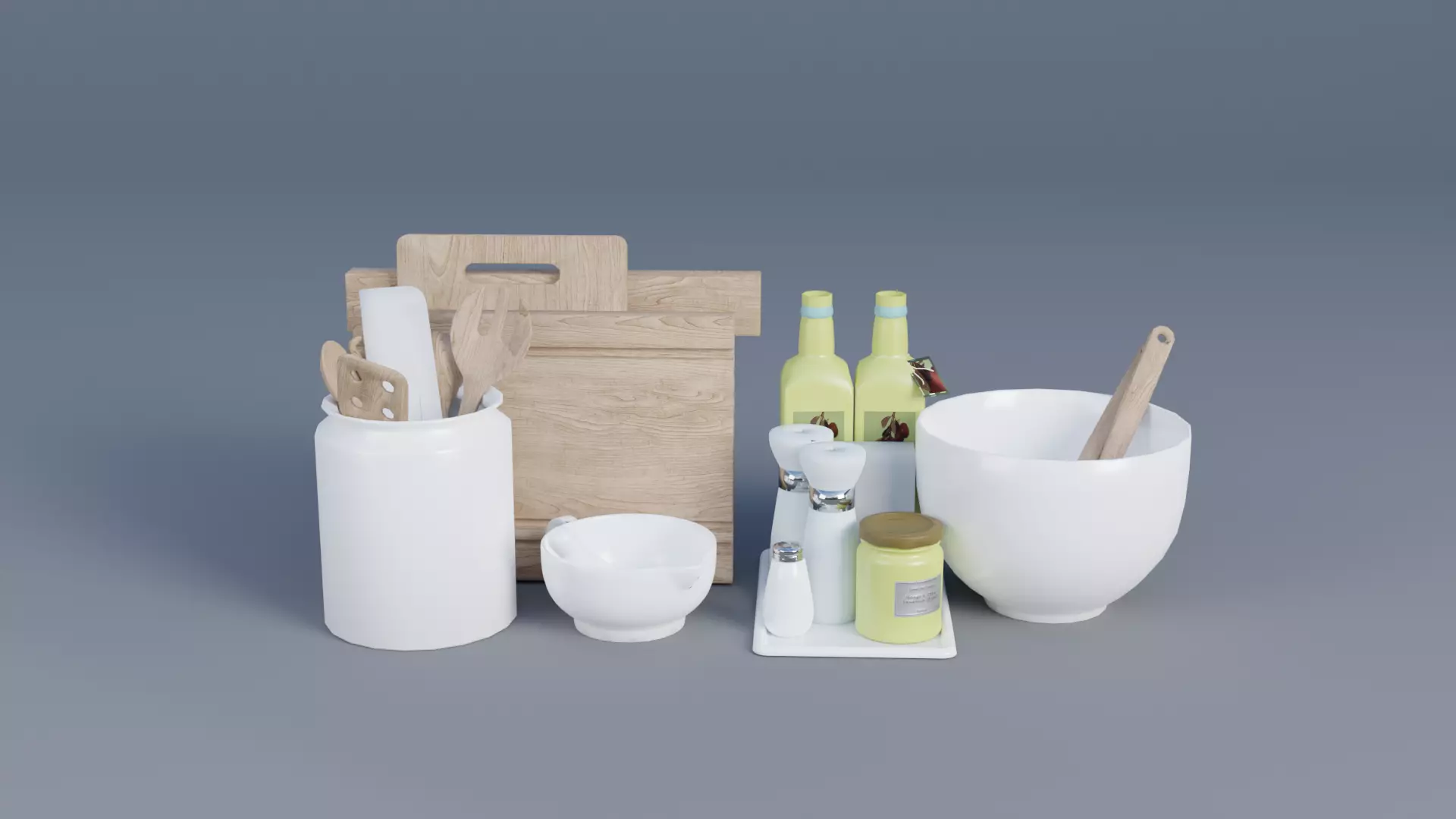 Kitchen Set Low-poly 3D model_0