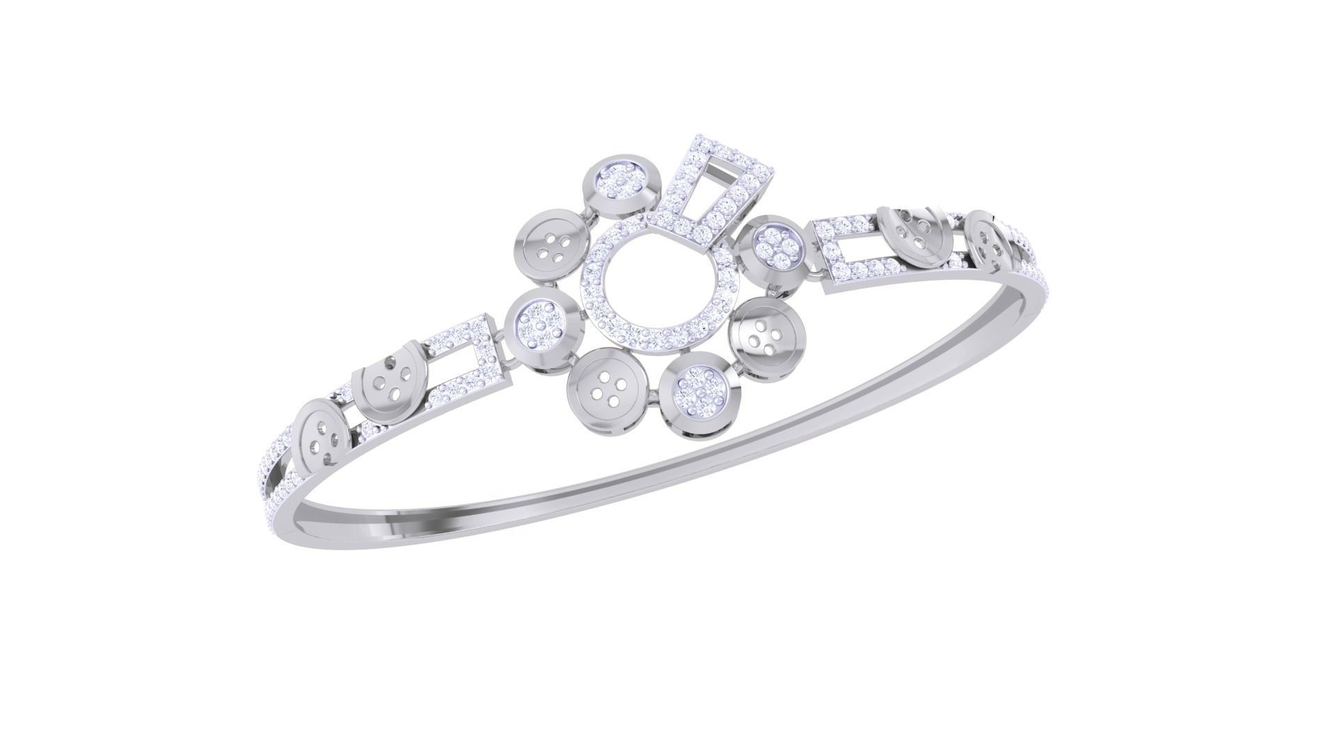 Women Diamond Bracelet 3dm stl obj gltf glb 3mf renders detail 3D print model_4