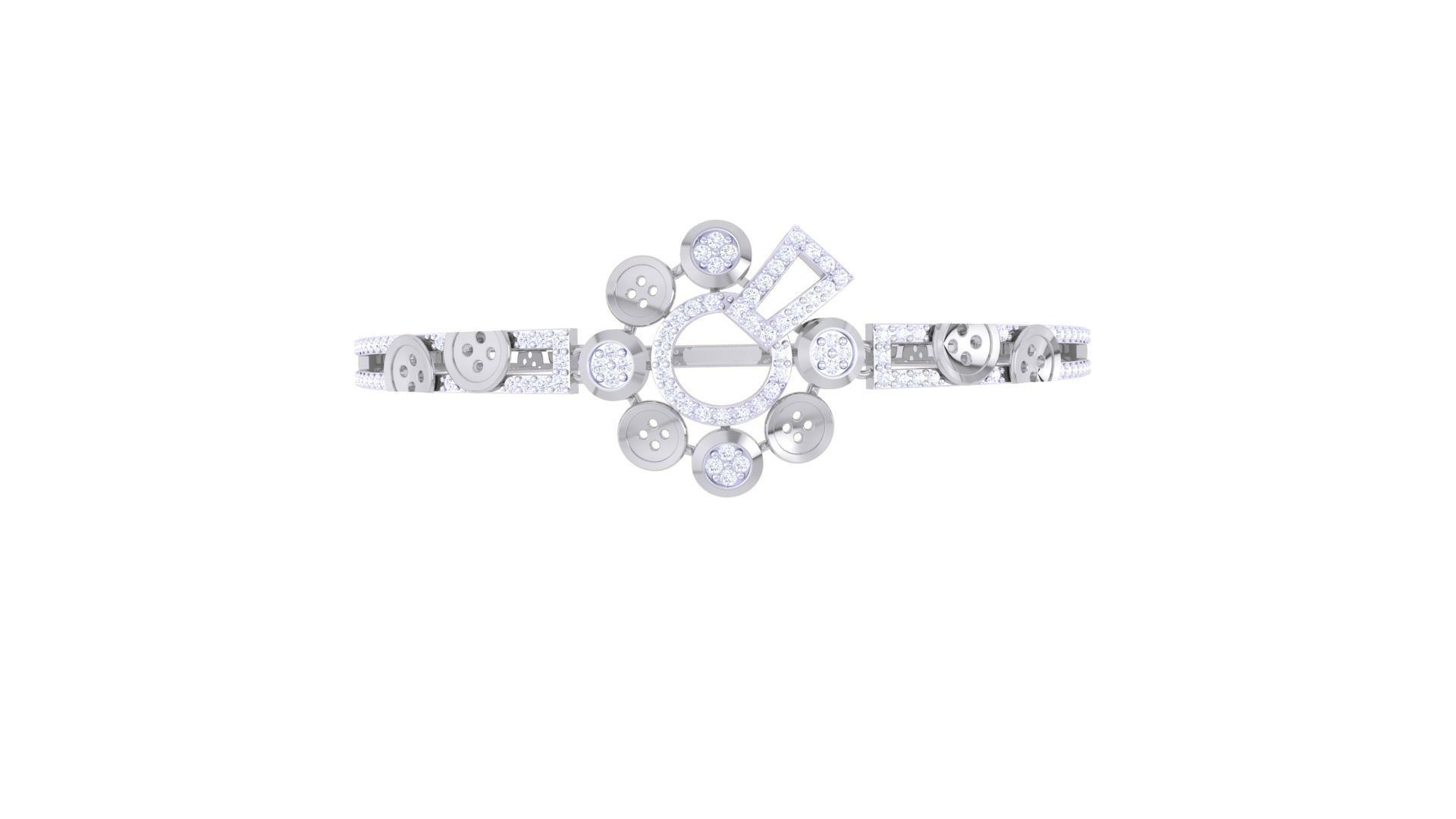 Women Diamond Bracelet 3dm stl obj gltf glb 3mf renders detail 3D print model_8