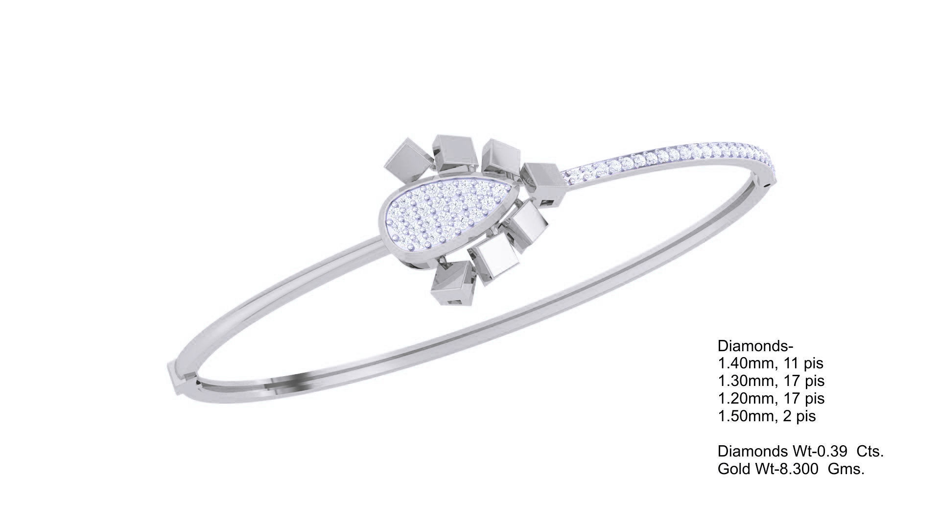 Women Diamond Bracelet 3dm stl obj gltf glb 3mf renders detail 3D print model_2