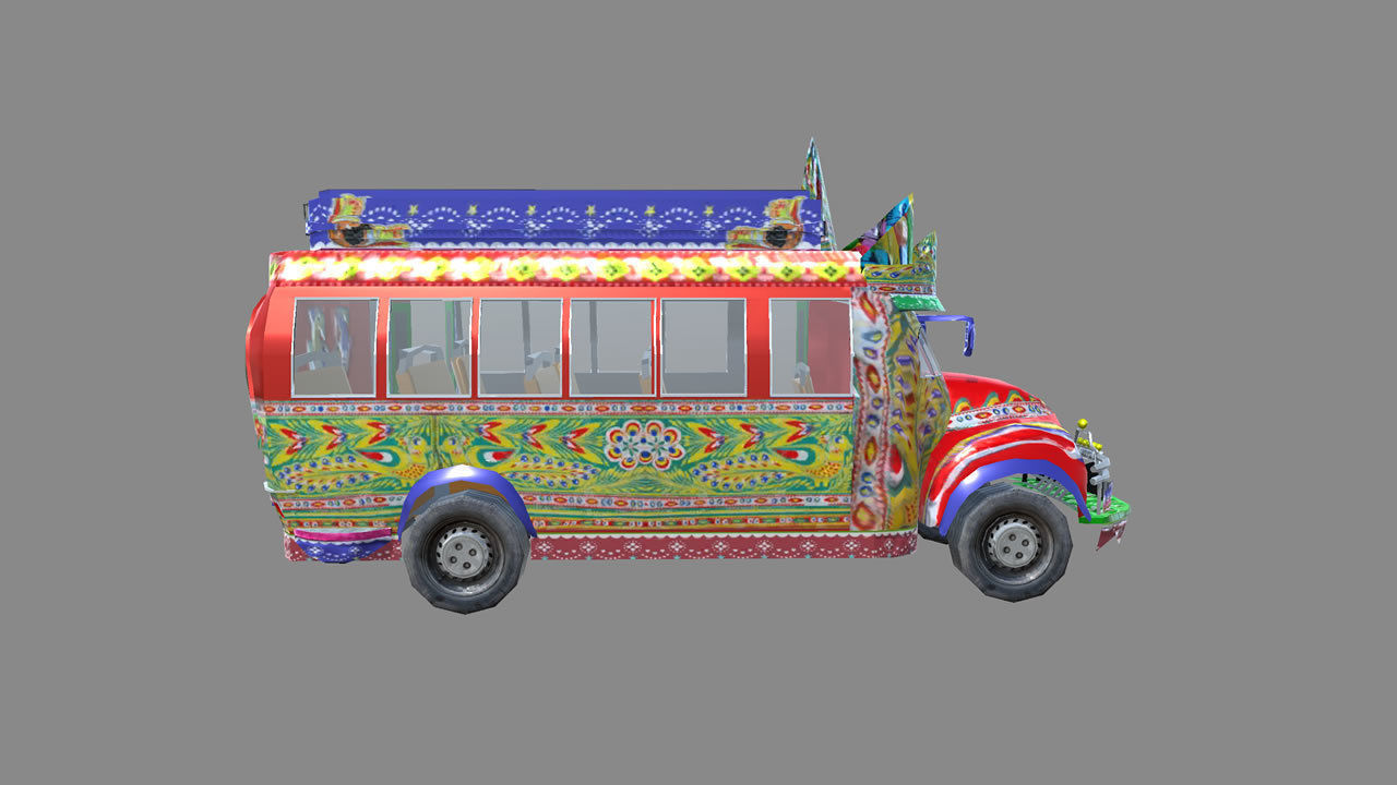 BedFord Bus Pakistani cultural art style Low-poly 3D model_8