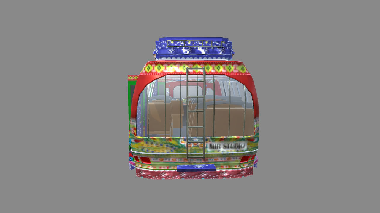 BedFord Bus Pakistani cultural art style Low-poly 3D model_19