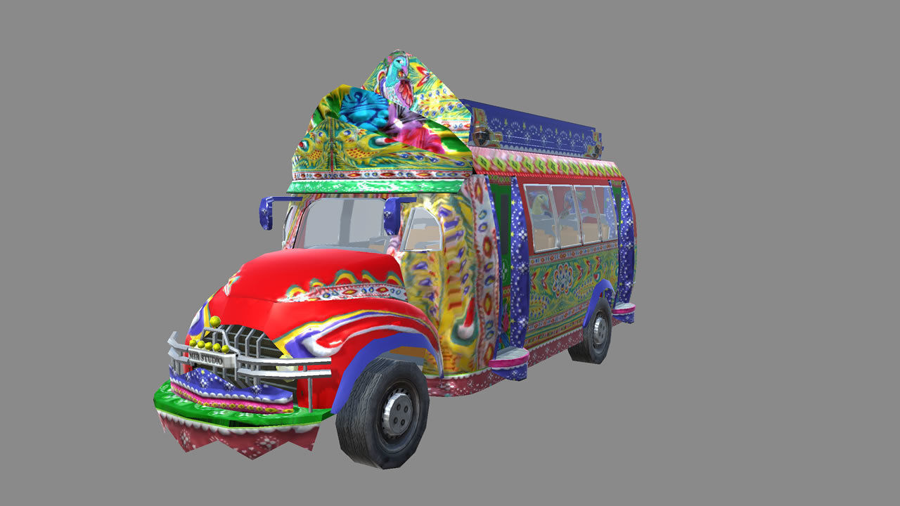 BedFord Bus Pakistani cultural art style Low-poly 3D model_1