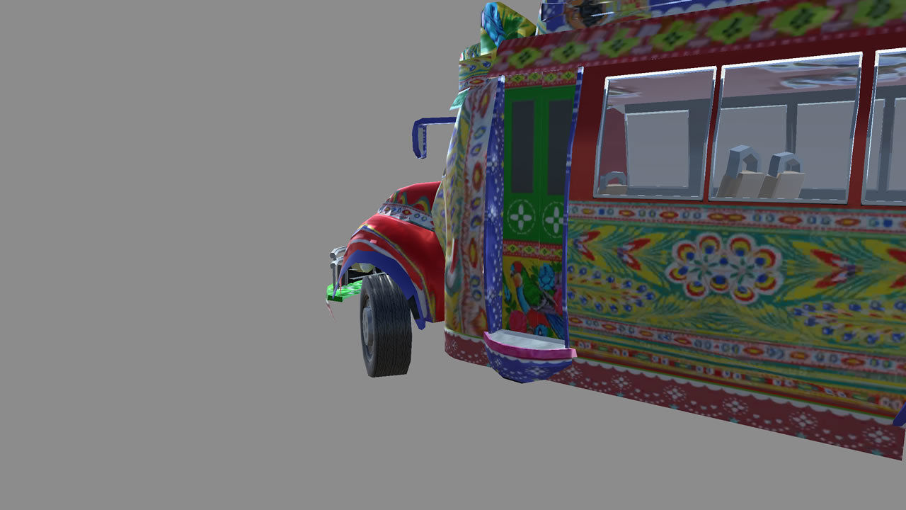 BedFord Bus Pakistani cultural art style Low-poly 3D model_16