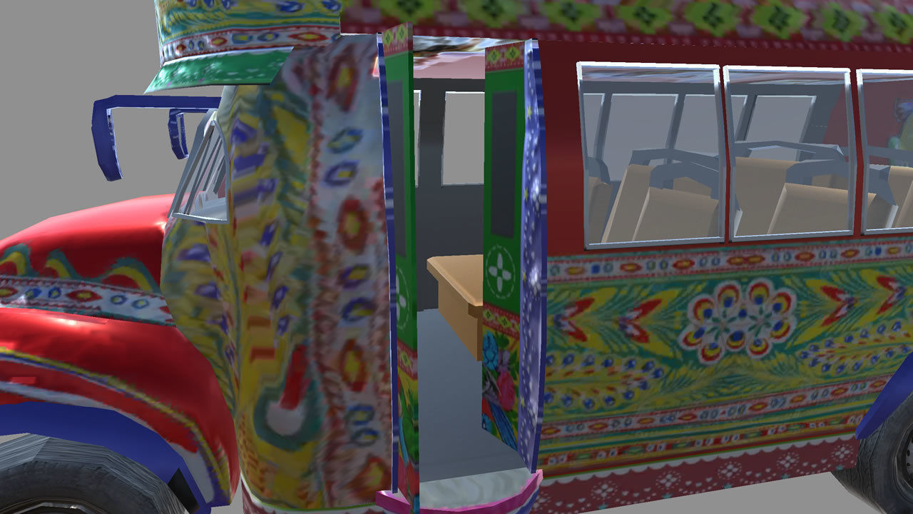 BedFord Bus Pakistani cultural art style Low-poly 3D model_15