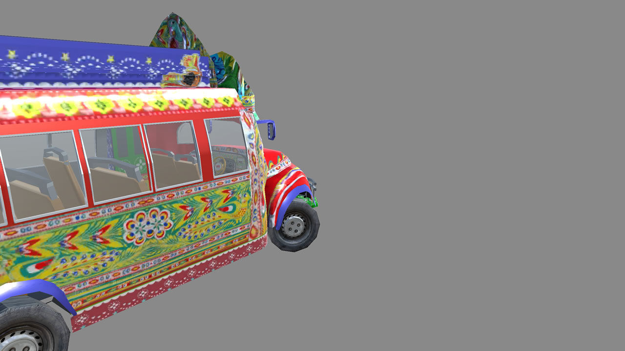 BedFord Bus Pakistani cultural art style Low-poly 3D model_18