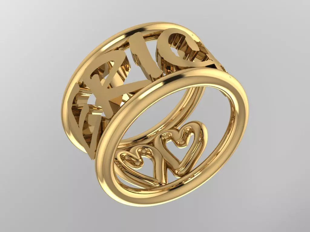A simply ring name Erica with hearts 3D print model